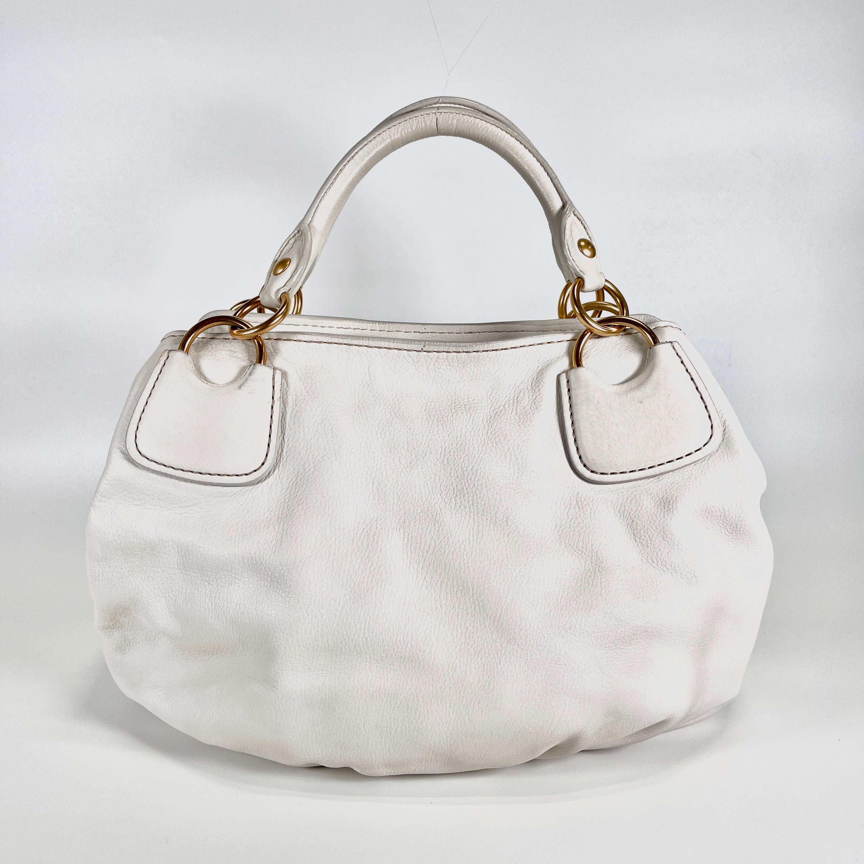 2605 secondhand MIU brand bag leather hand 148 white