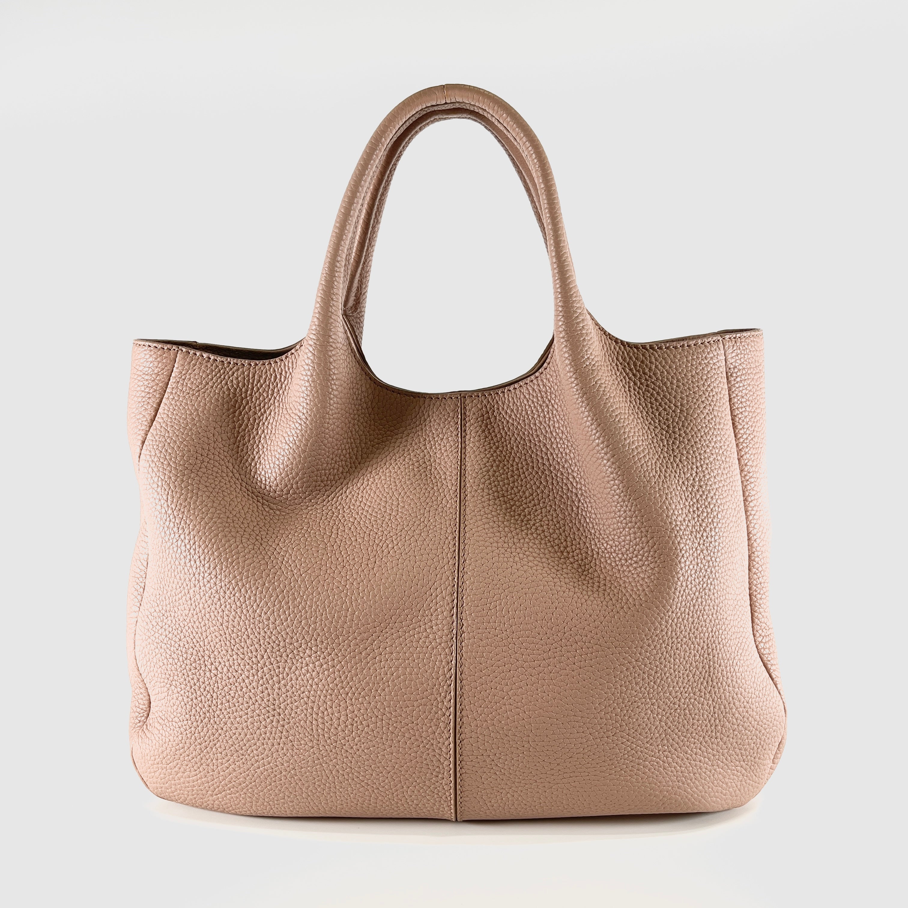 2606 secondhand TOD'S logo shopping bag leather Tote Bag beige