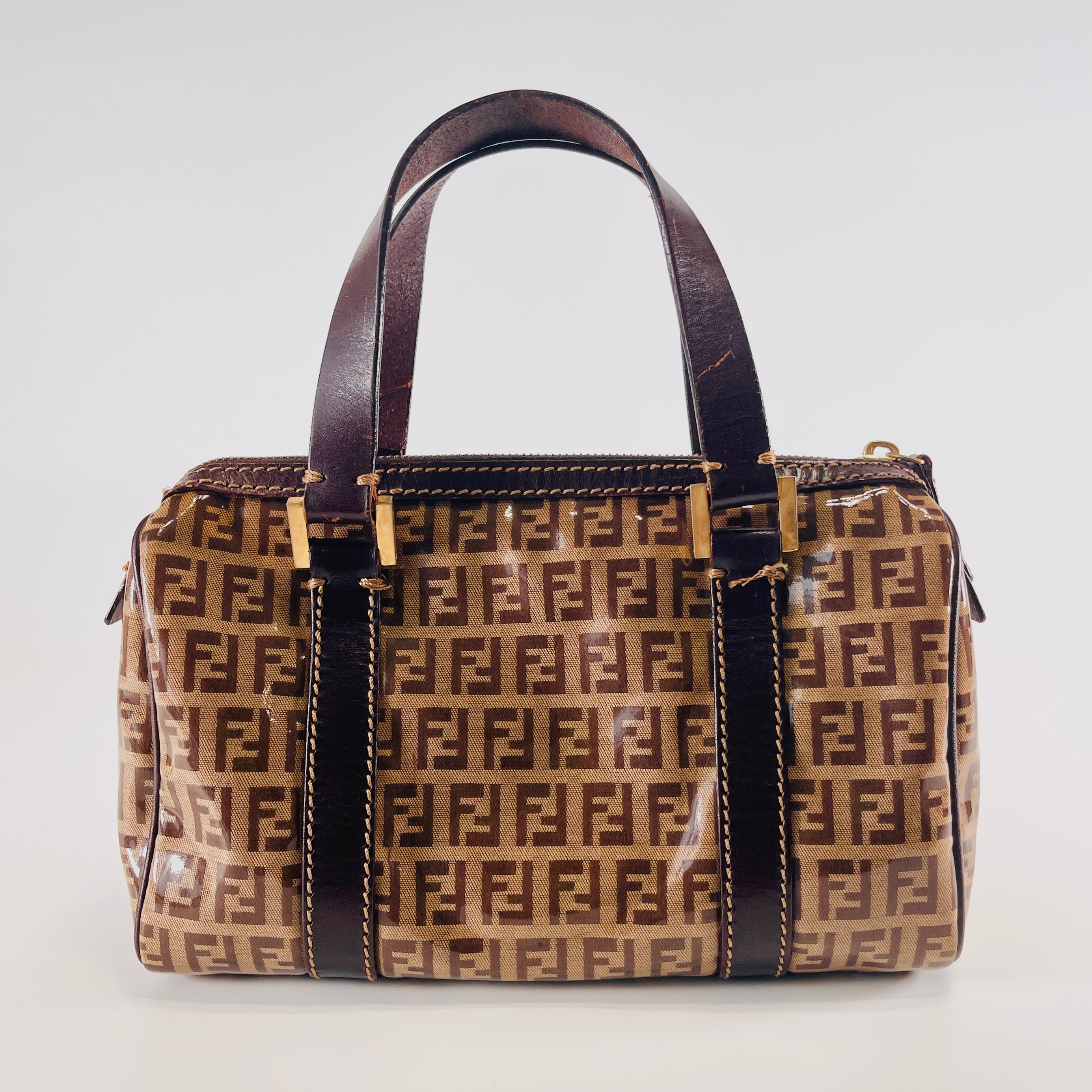 2605 secondhand FENDI Zucca mini Boston bag