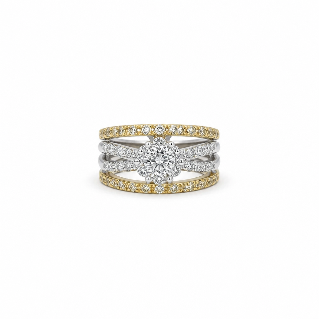 2605 secondhand Pt900/K18 ring D1.020ct 7.5g #14