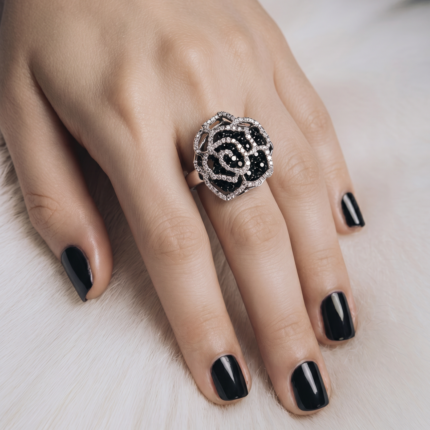 2605 secondhand K18WG Rose ring D1.00ct 4.3g #12