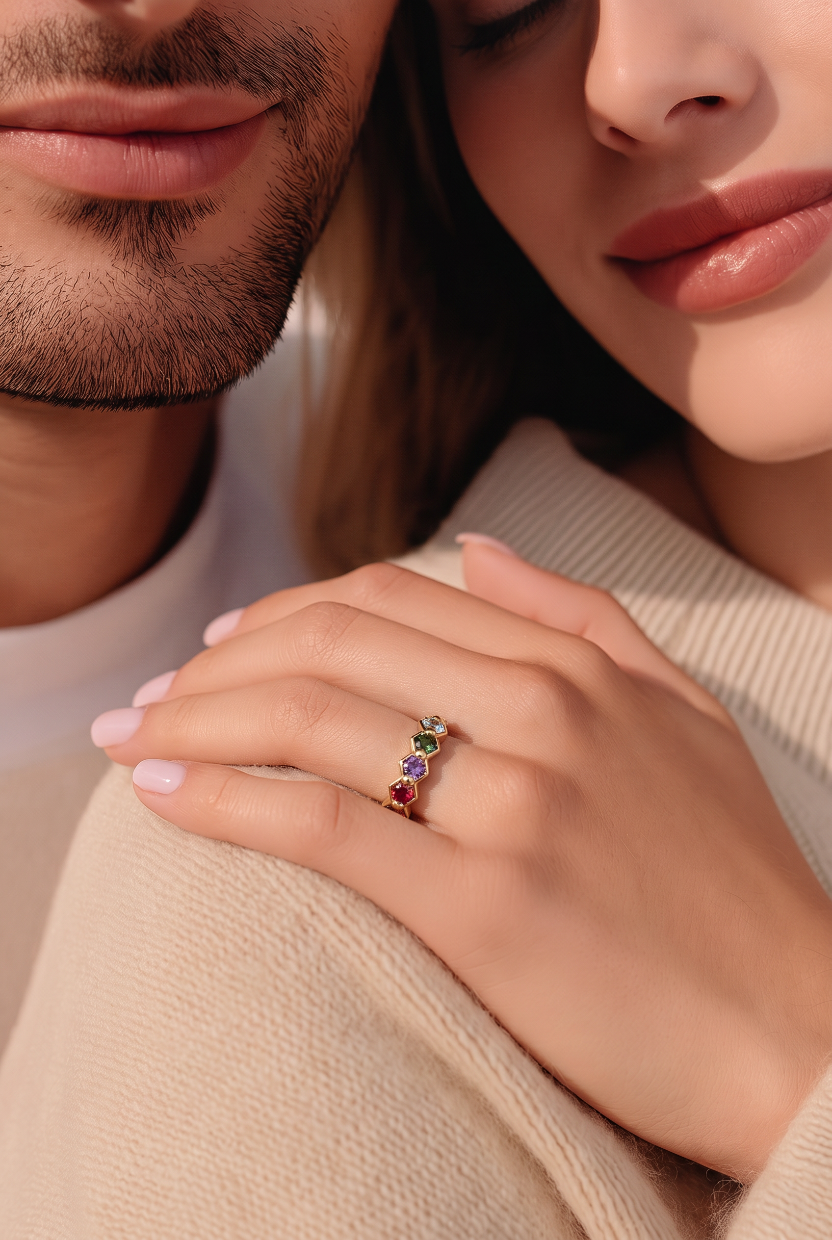 2606 secondhand K18 ring multicolor stone Total 3.8g #9