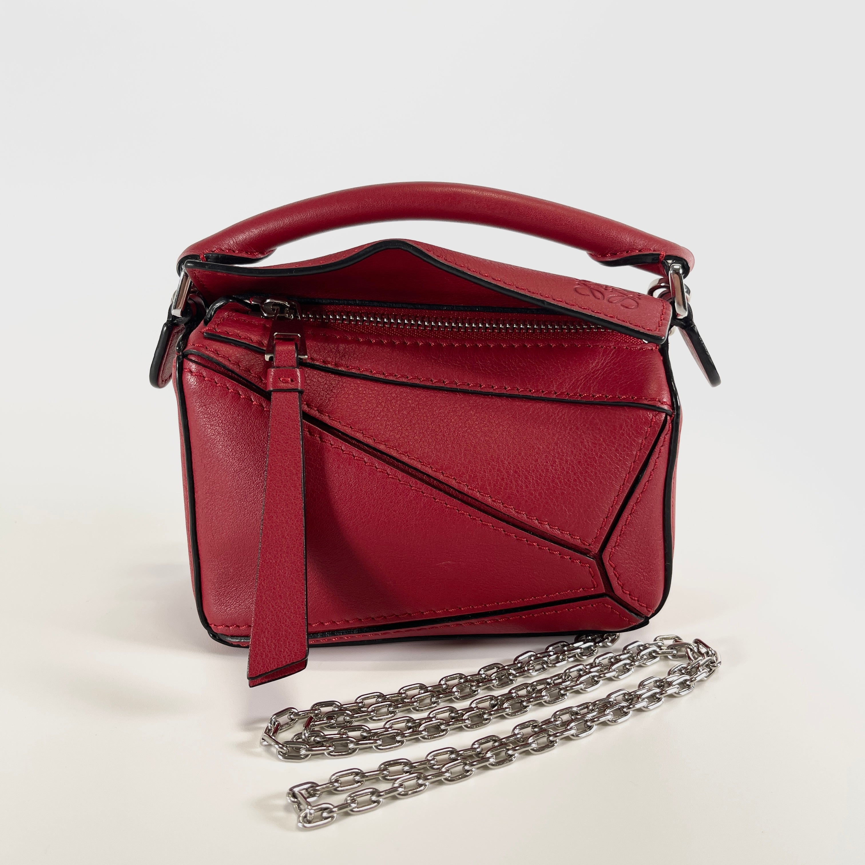 2605 secondhand LOEWE Nano Puzzle leather 2WAY hand bag Red