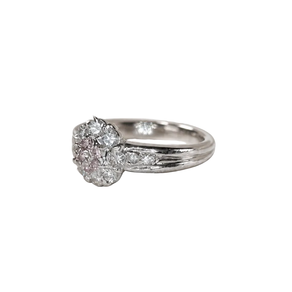 2605 secondhand Pt900 ring pink D0.11/D0.51ct 6.9g #11