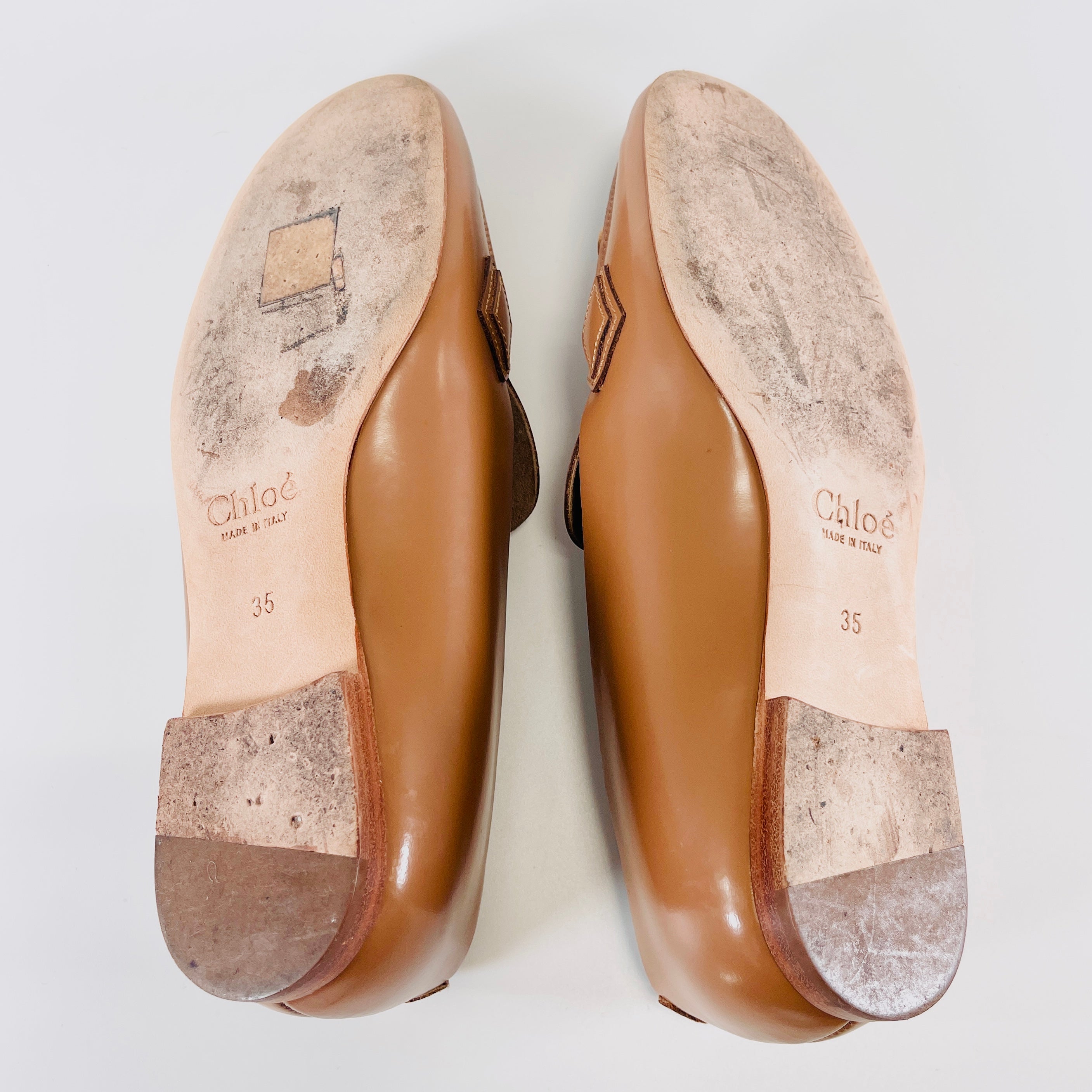 2607 secondhand Chloe leather Loafers 35 Women's beige tassel