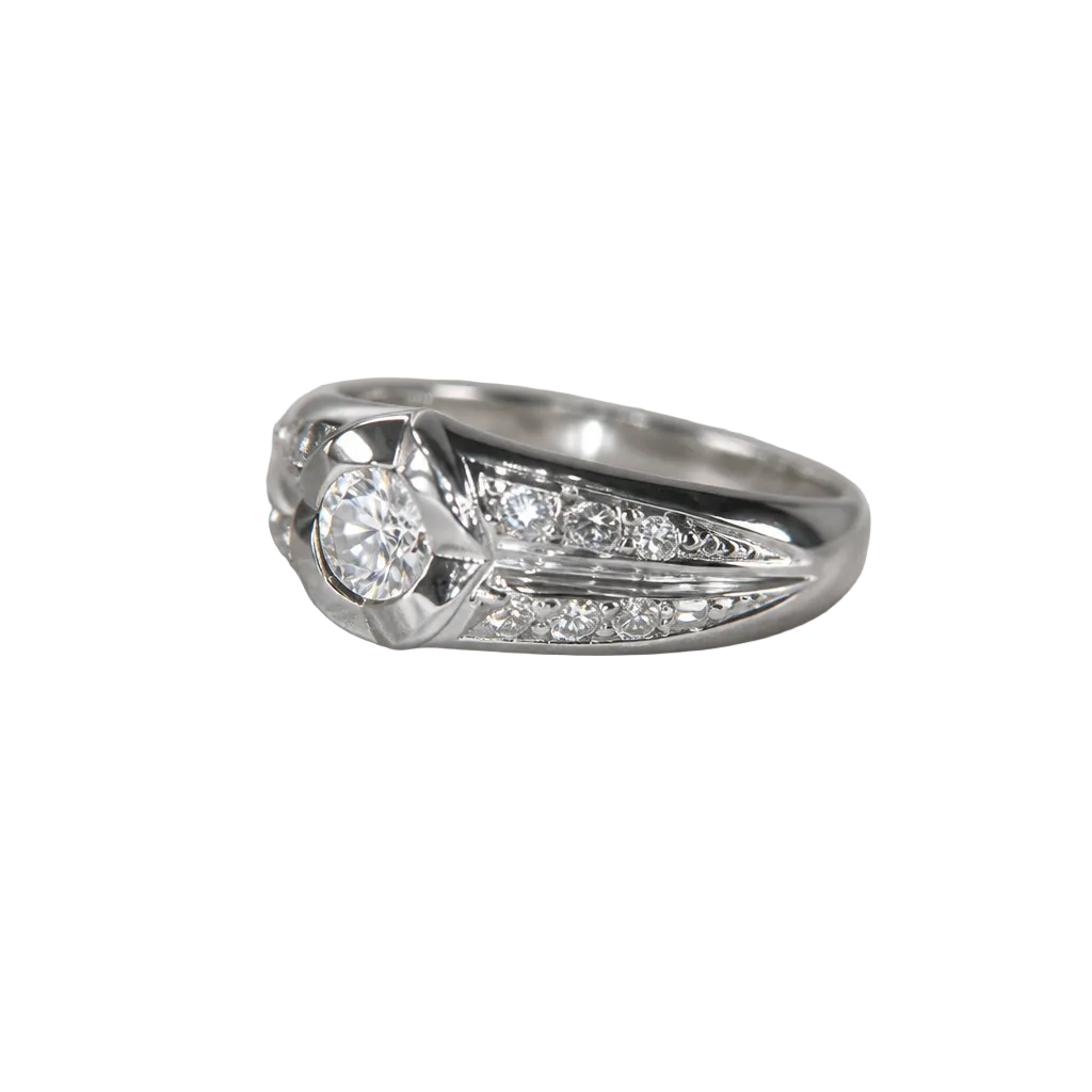 2605 secondhand Pt900 ring D0.22/0.08ct 7.6g #15.5