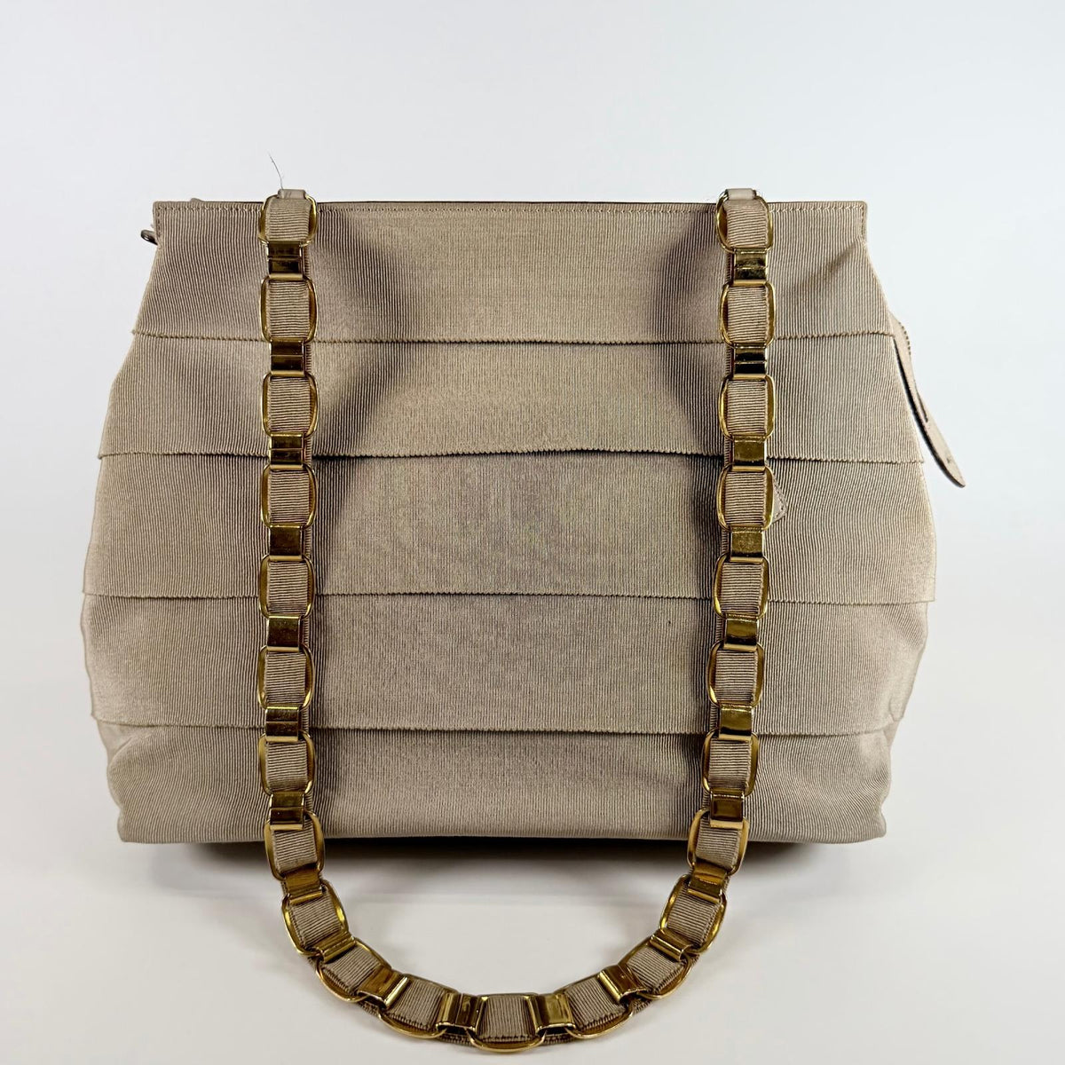 Used Tote Bag Tiered Grosgrain Chain Tote