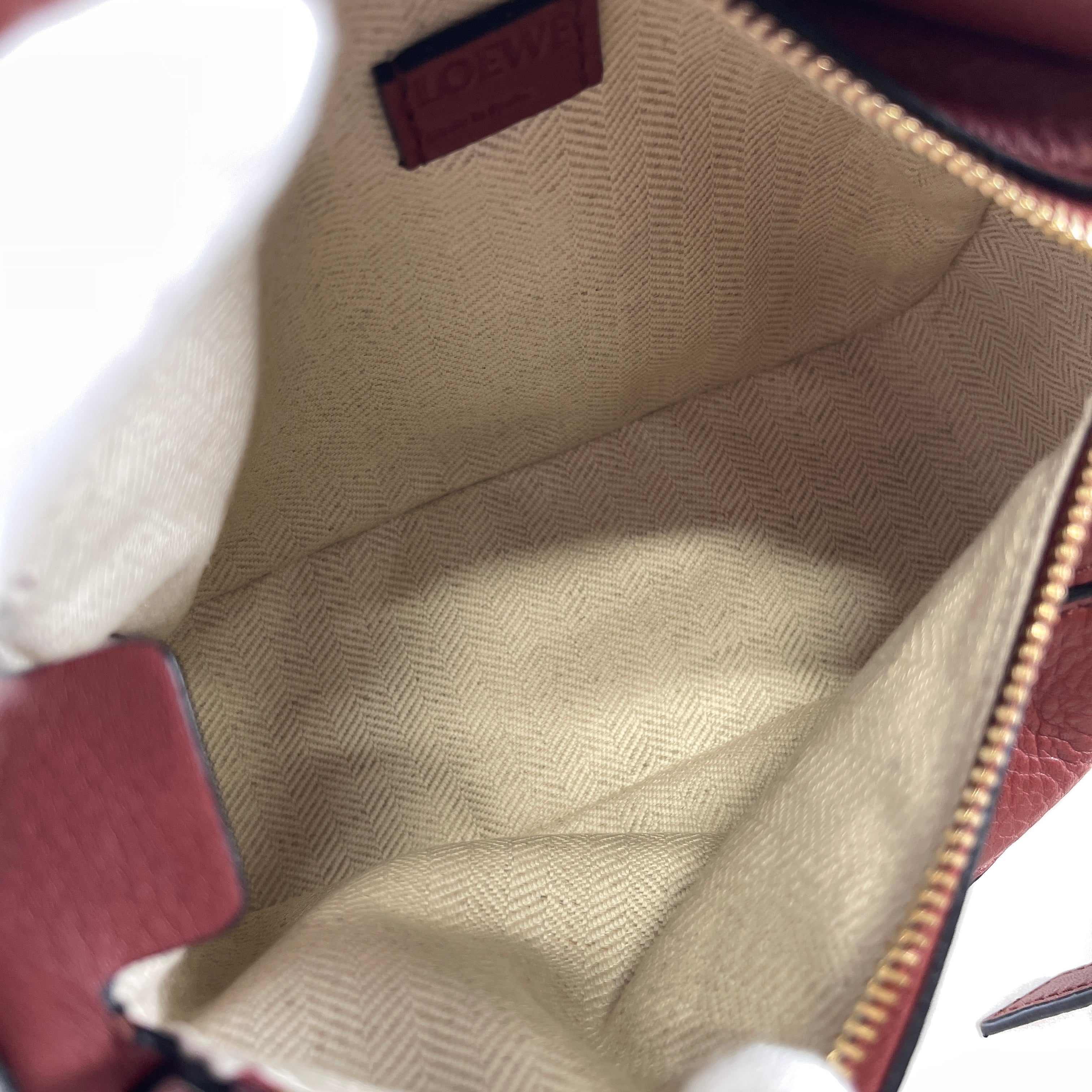 2605 secondhand LOEWE mini Puzzle bag leather 2WAY hand bag Brown × purple