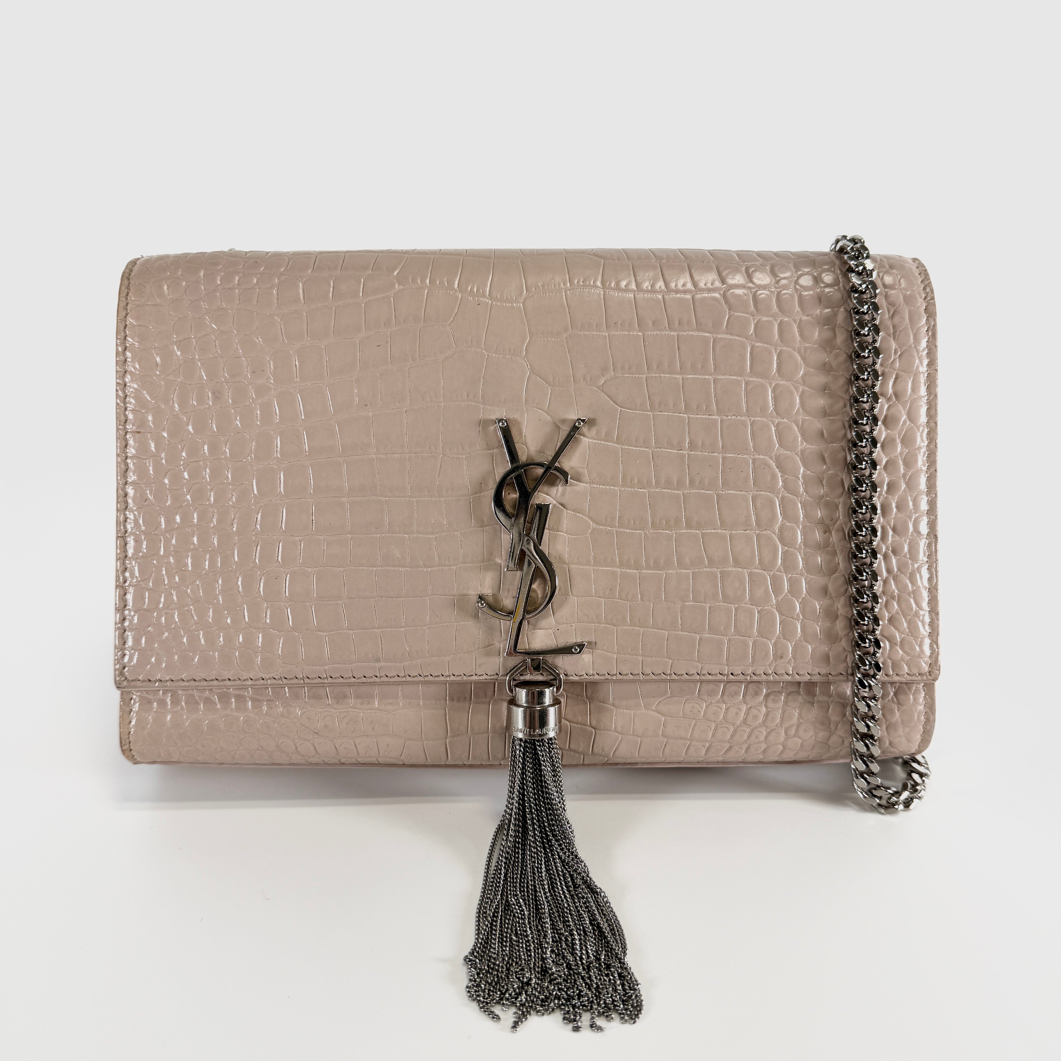 2607 secondhand SAINTLAURENT Embossed Chain Shoulder Bag