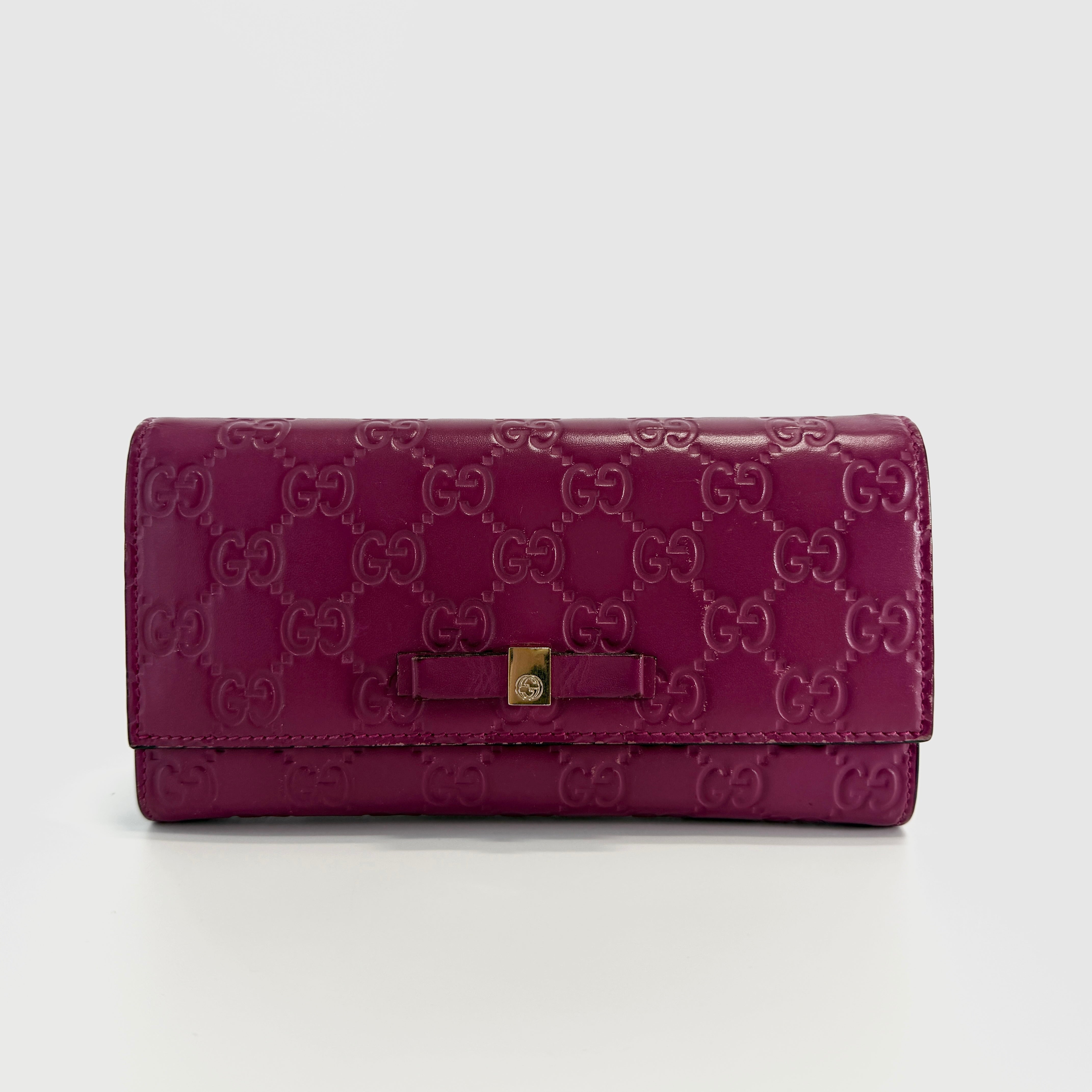 2605 secondhand GUCCI Guccissima ribbon Bifold Long wallet