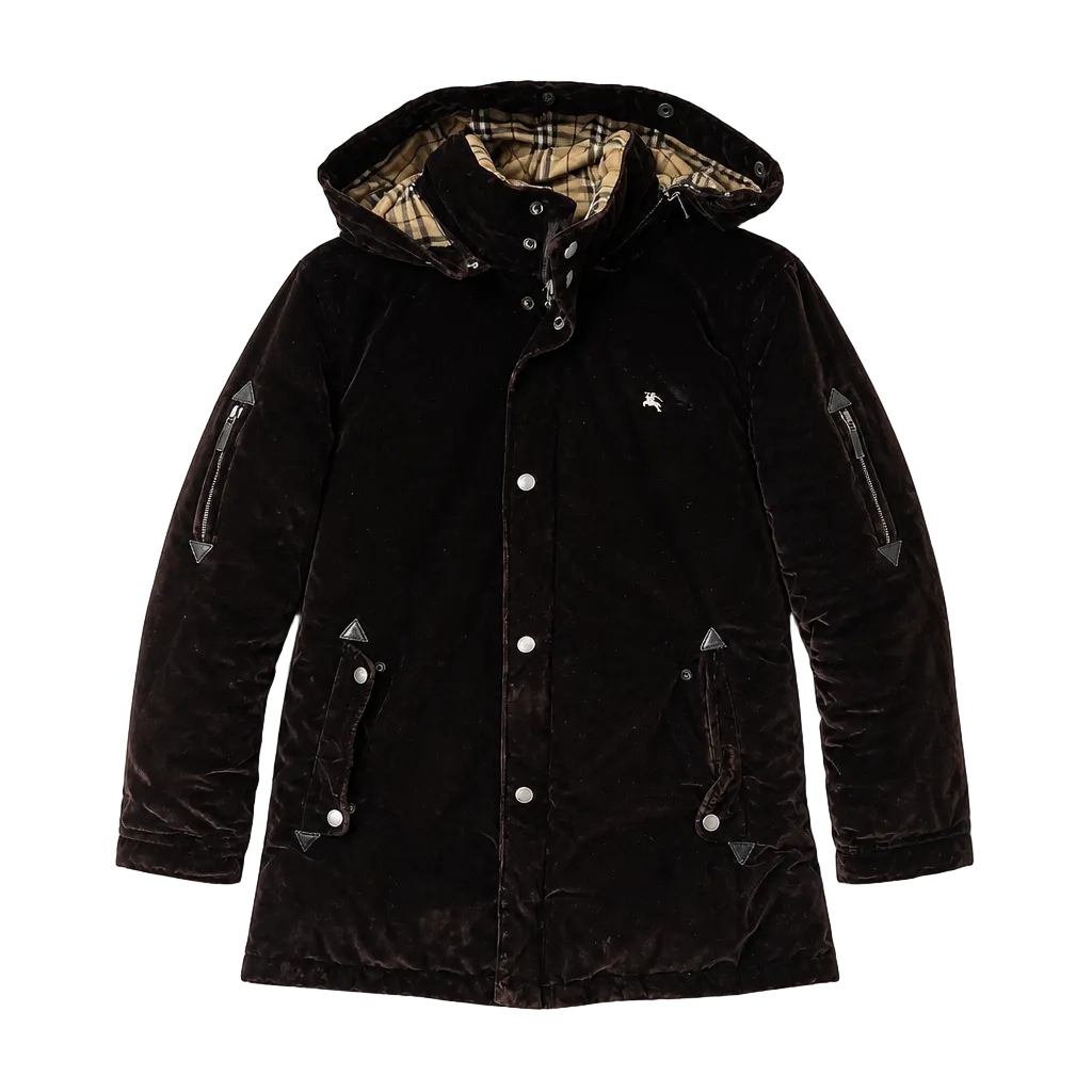 2606 secondhand BURBERRY Down jacket coat black Label velvet down jacket