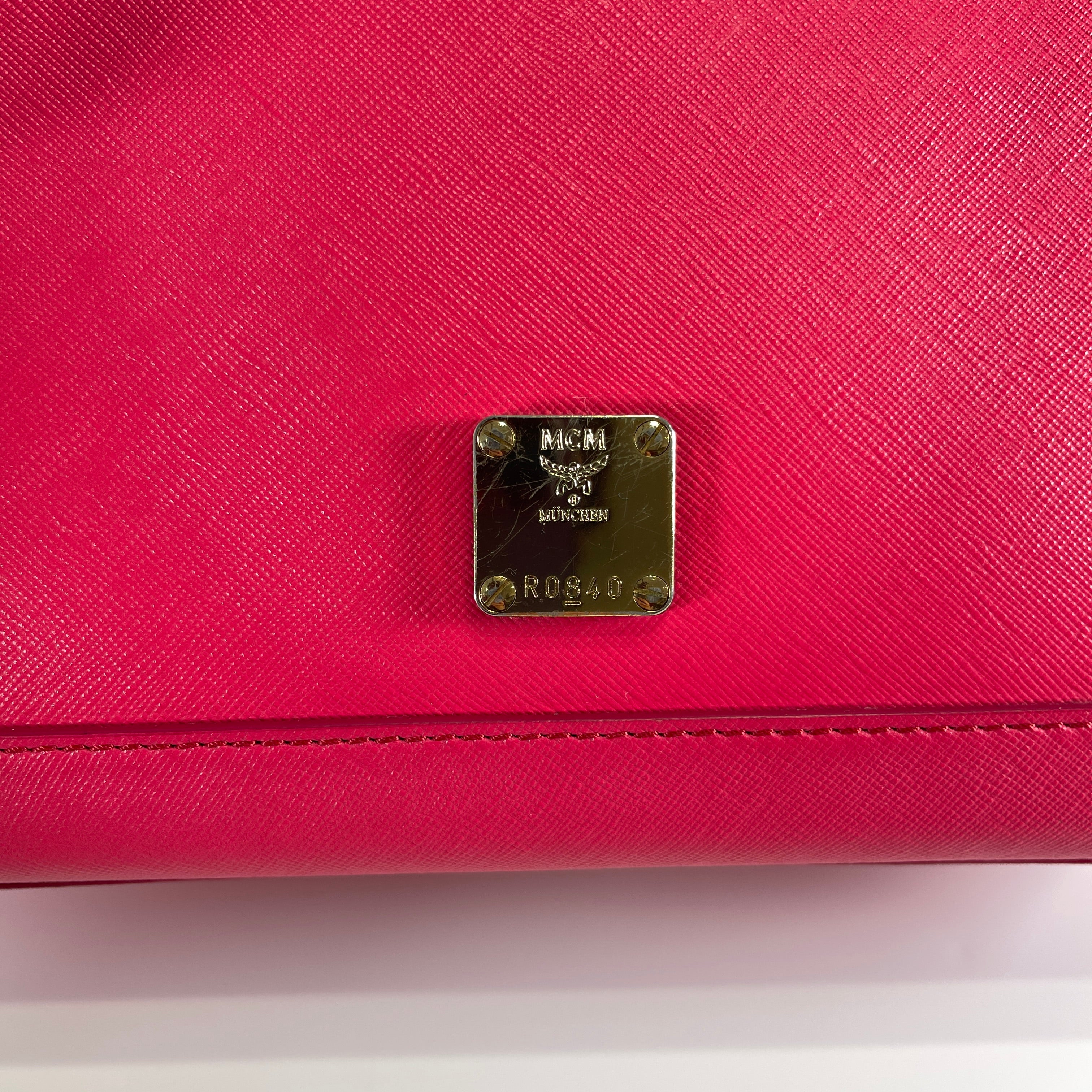 2605 secondhand MCM leather 2WAY hand bag pink