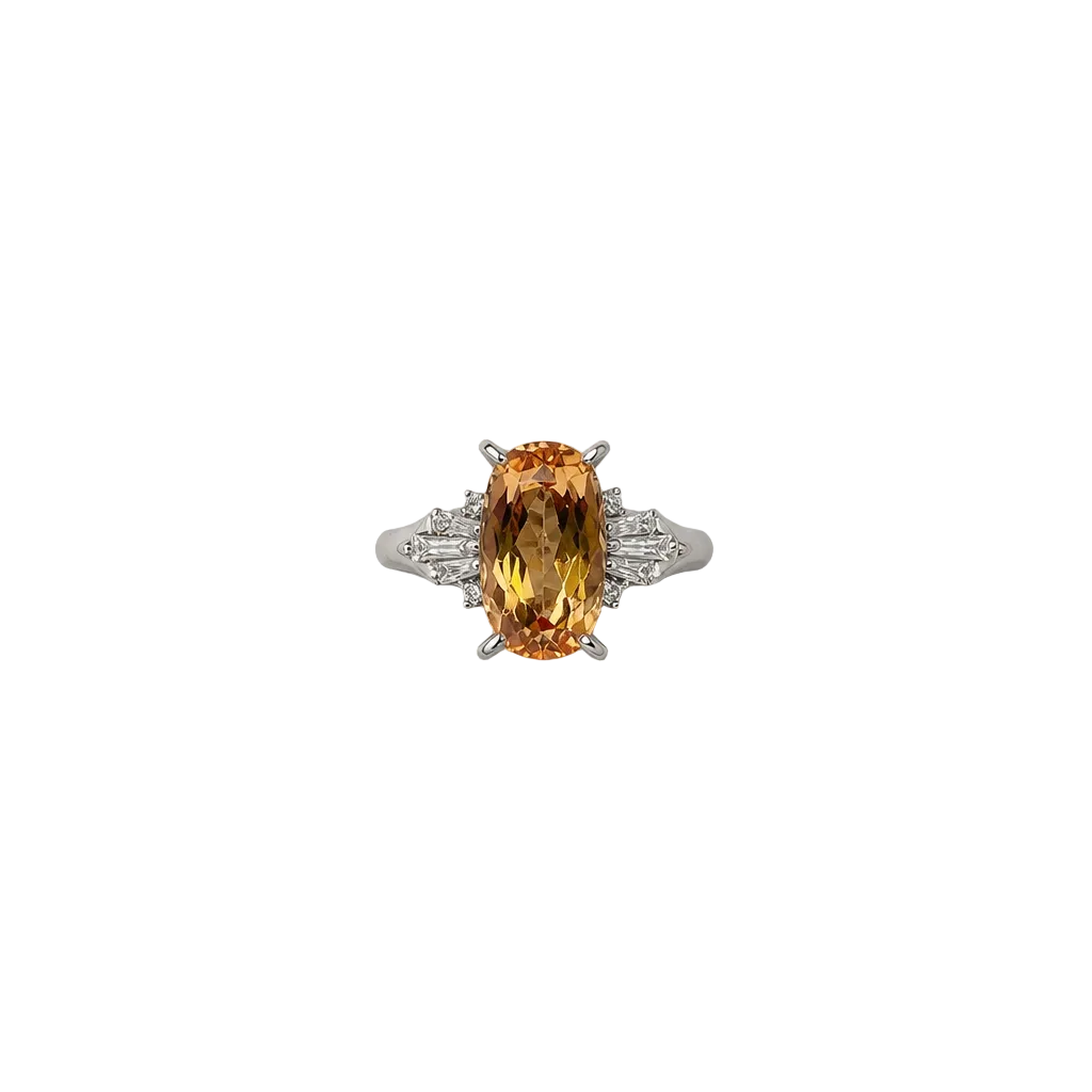 2607 secondhand Py850 ring imperial topaz TP3.85ct D0.35ct Total 6.9g