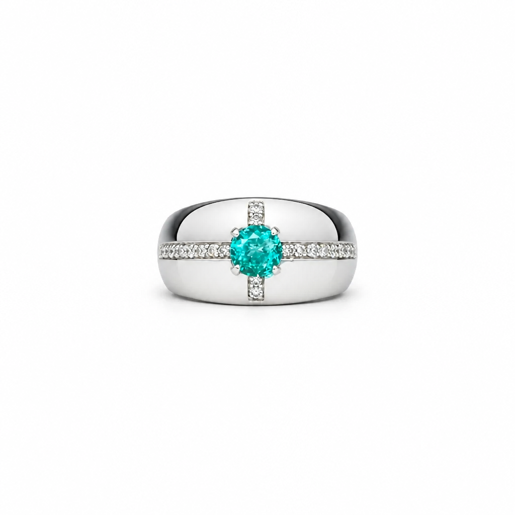 2606 secondhand Pt900 Paraiba Tourmaline 0.41ct/D0.18ct 7.84g