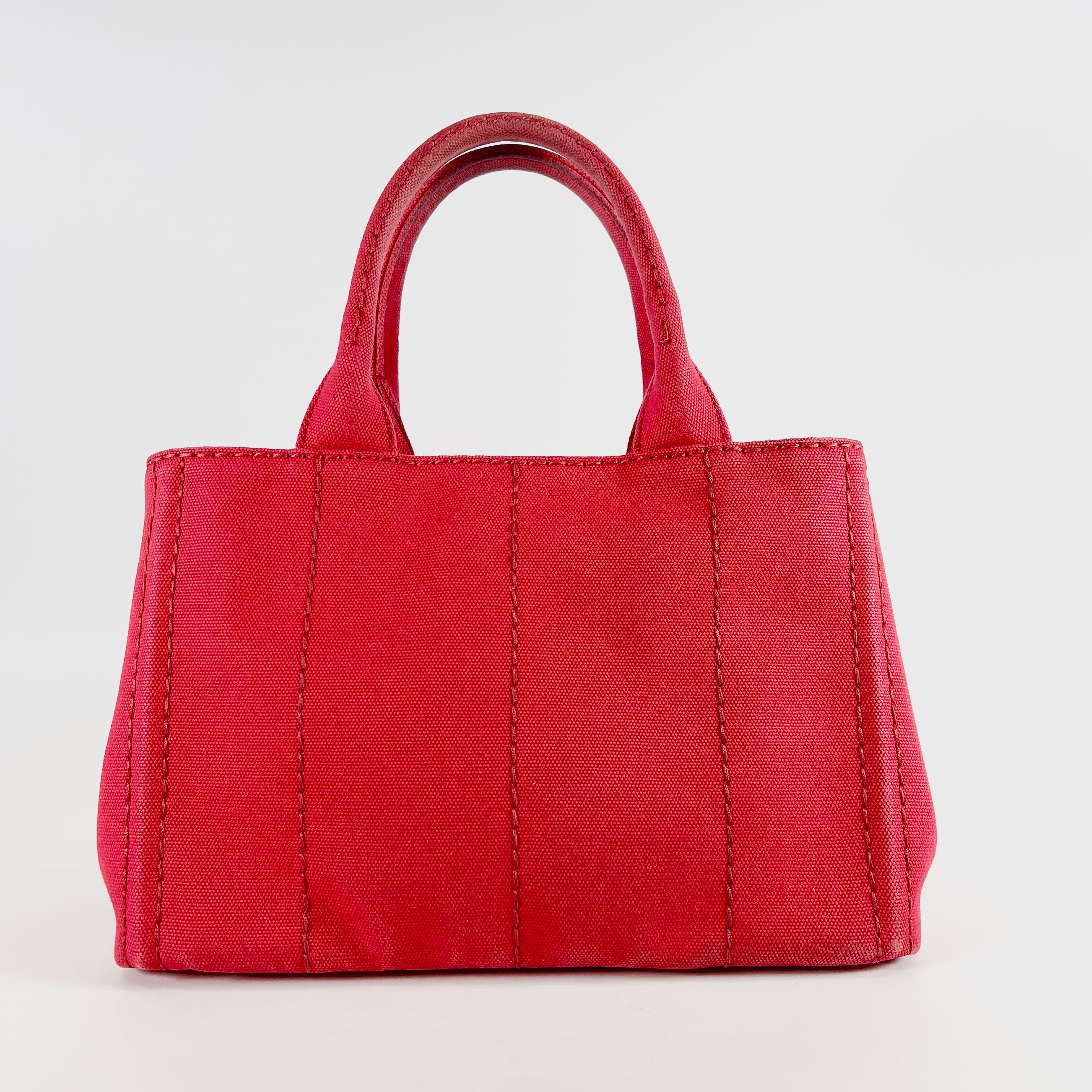 2512 secondhand PRADA Canapa hand bag Red canvas