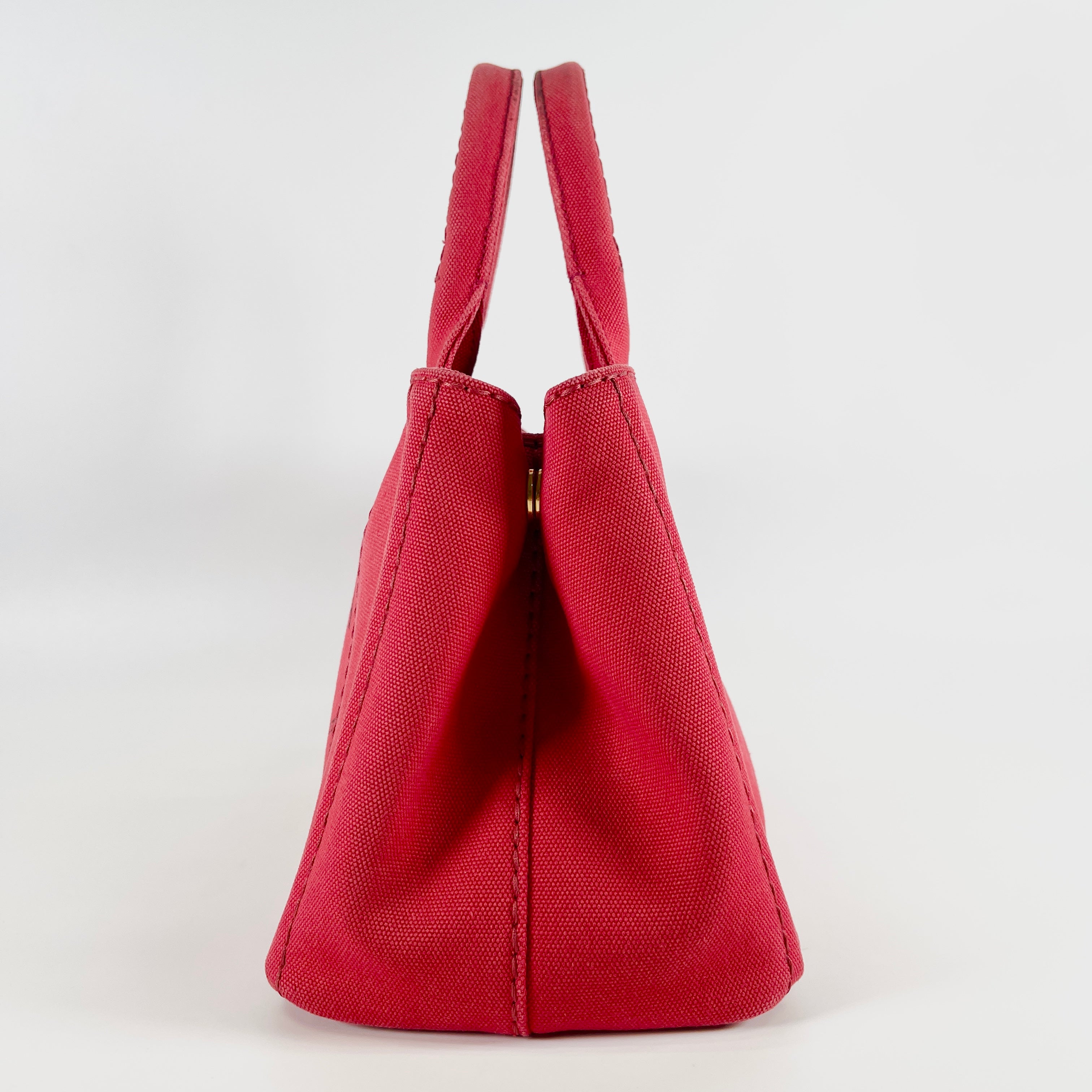 2512 secondhand PRADA Canapa hand bag Red canvas