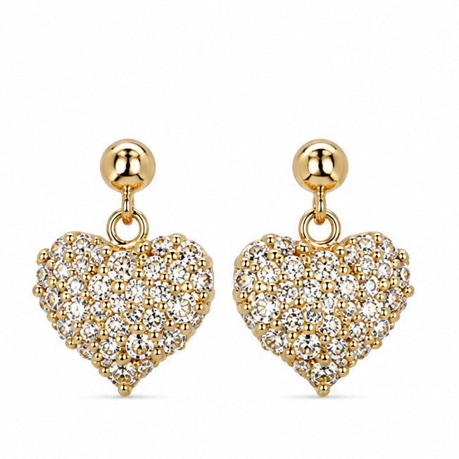 2608 secondhand K18YG heart earrings D0.56ct 2.1g