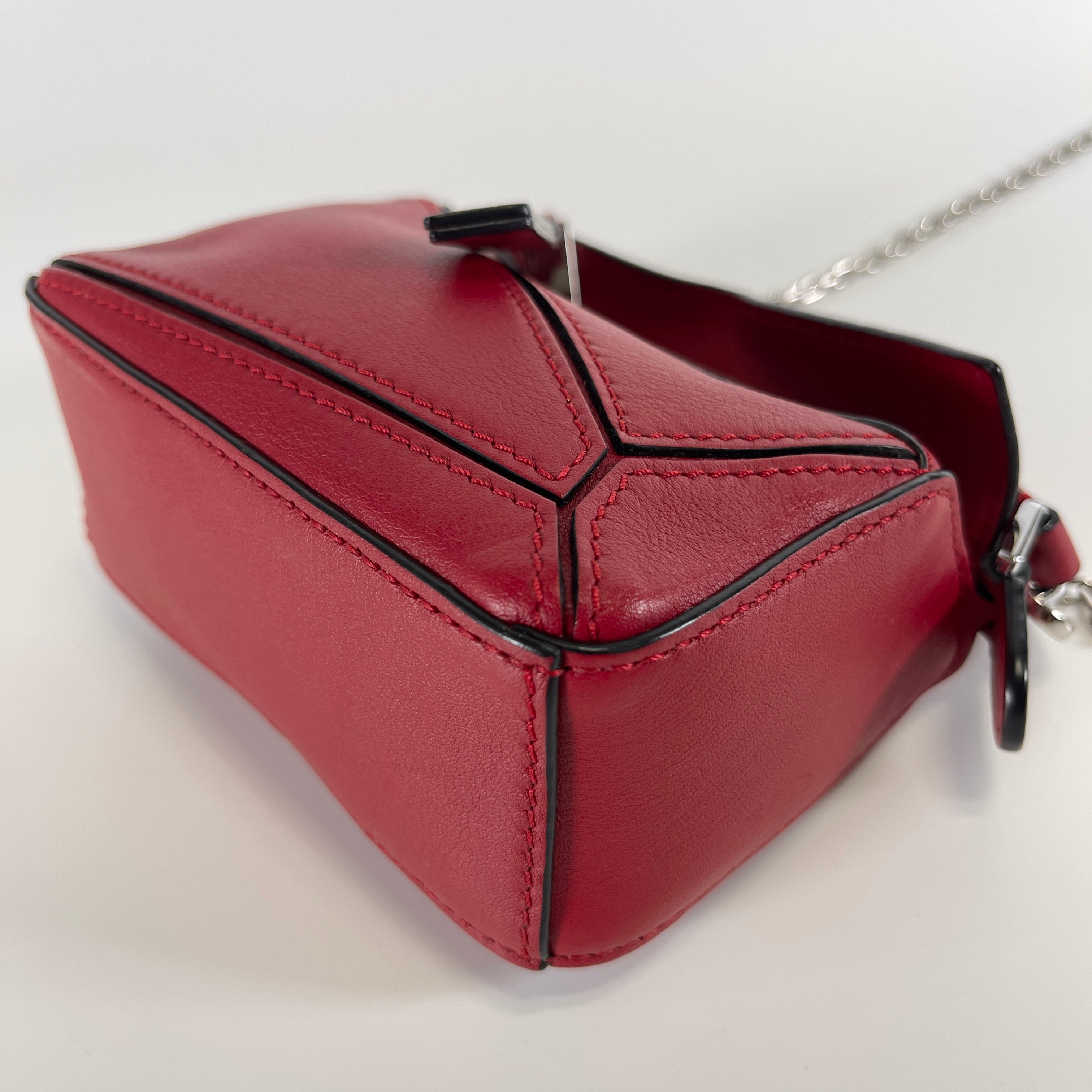 2605 secondhand LOEWE Nano Puzzle leather 2WAY hand bag Red