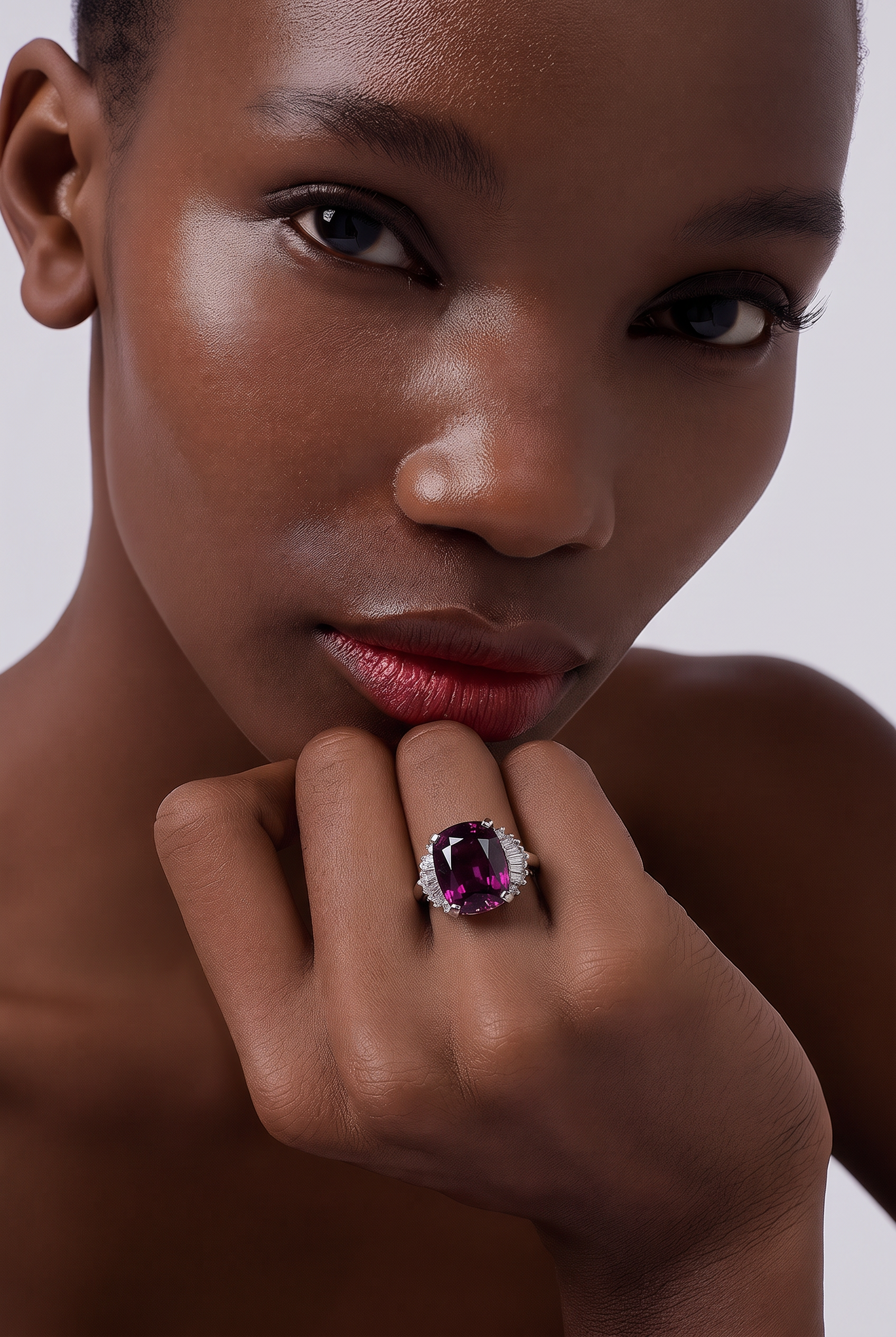 2607 secondhand ring Rhodolite Garnet 8.27ct D 0.56ct Total 9g