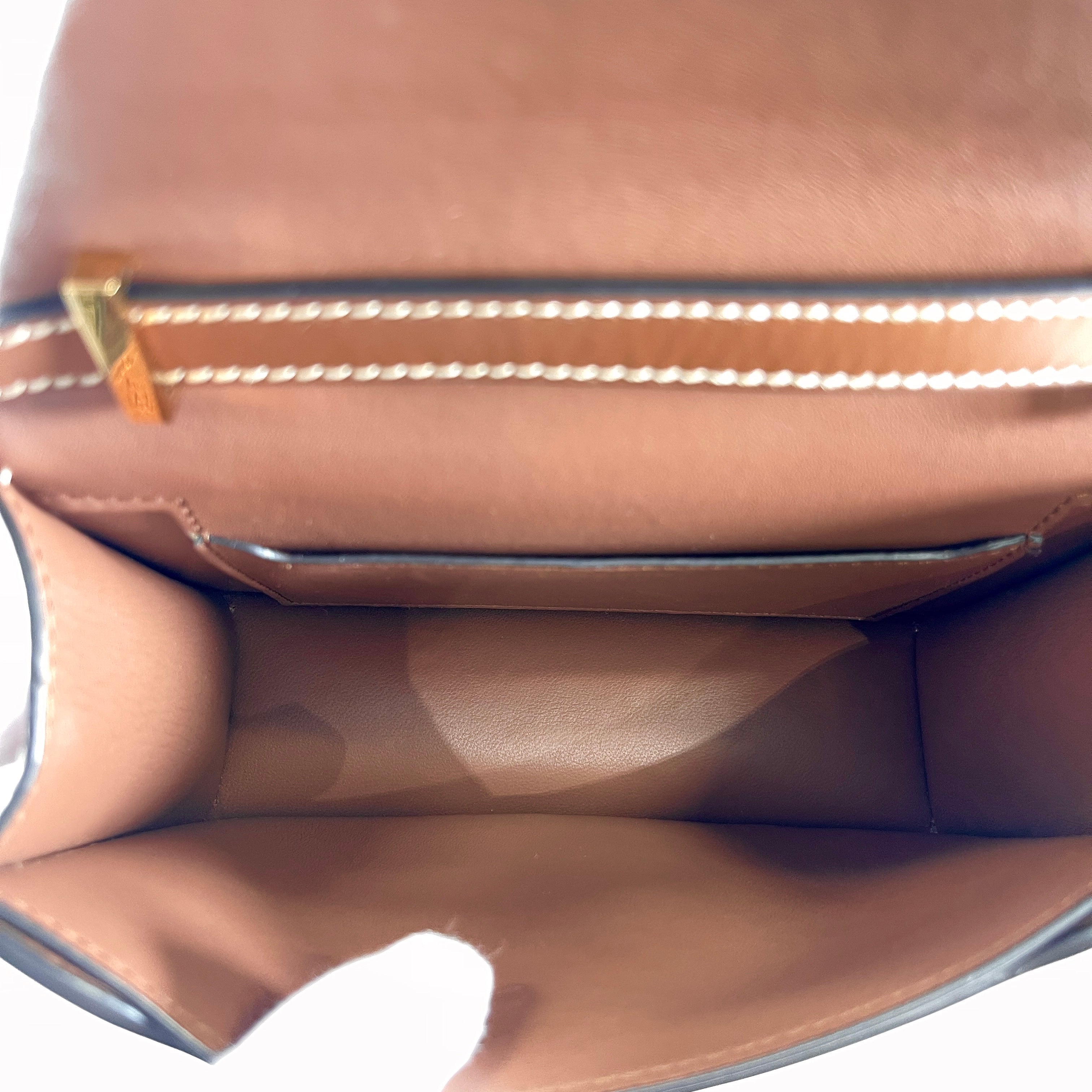 BURBERRY Small Two-Tone Canvas and Leather TB Bag
