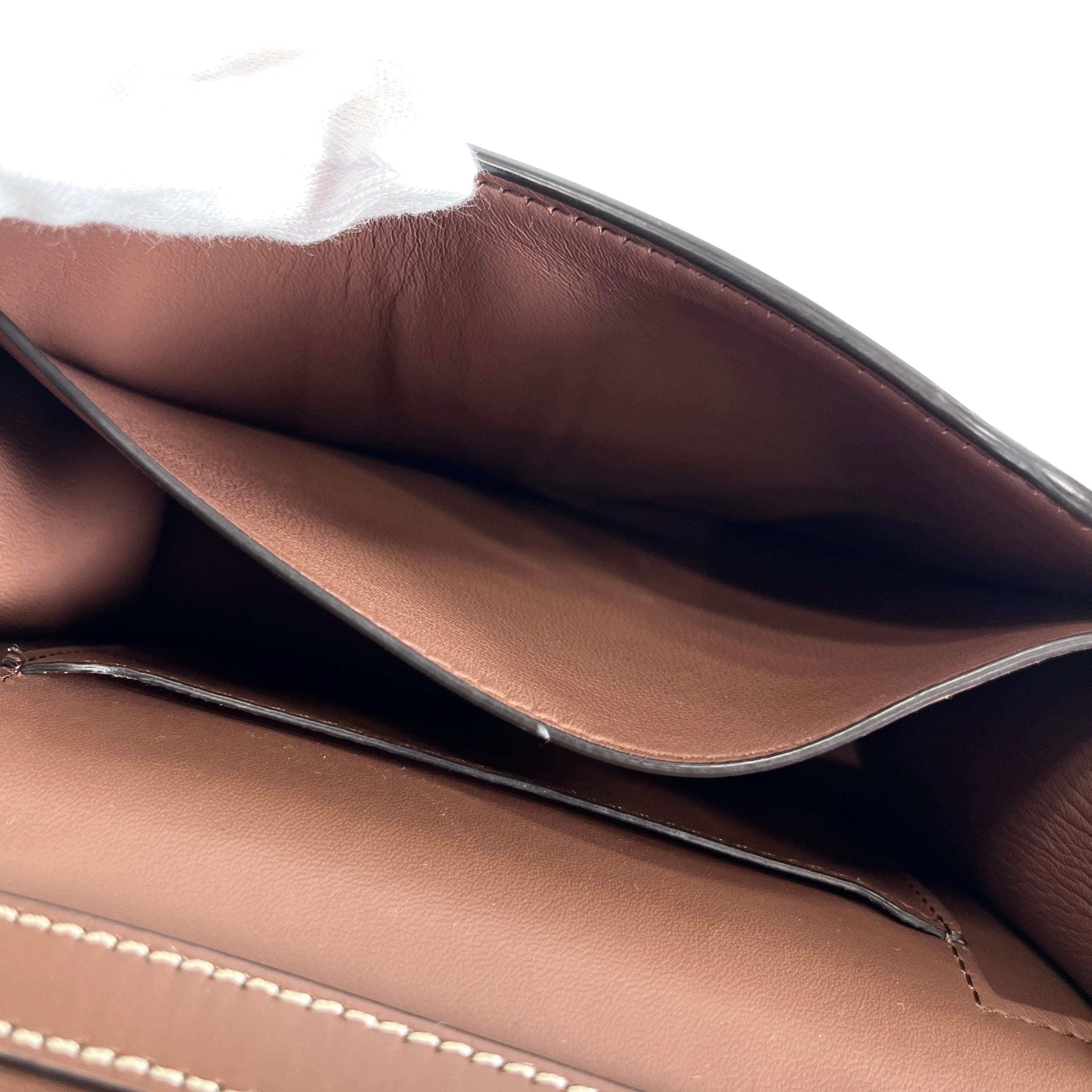 BURBERRY Small Two-Tone Canvas and Leather TB Bag