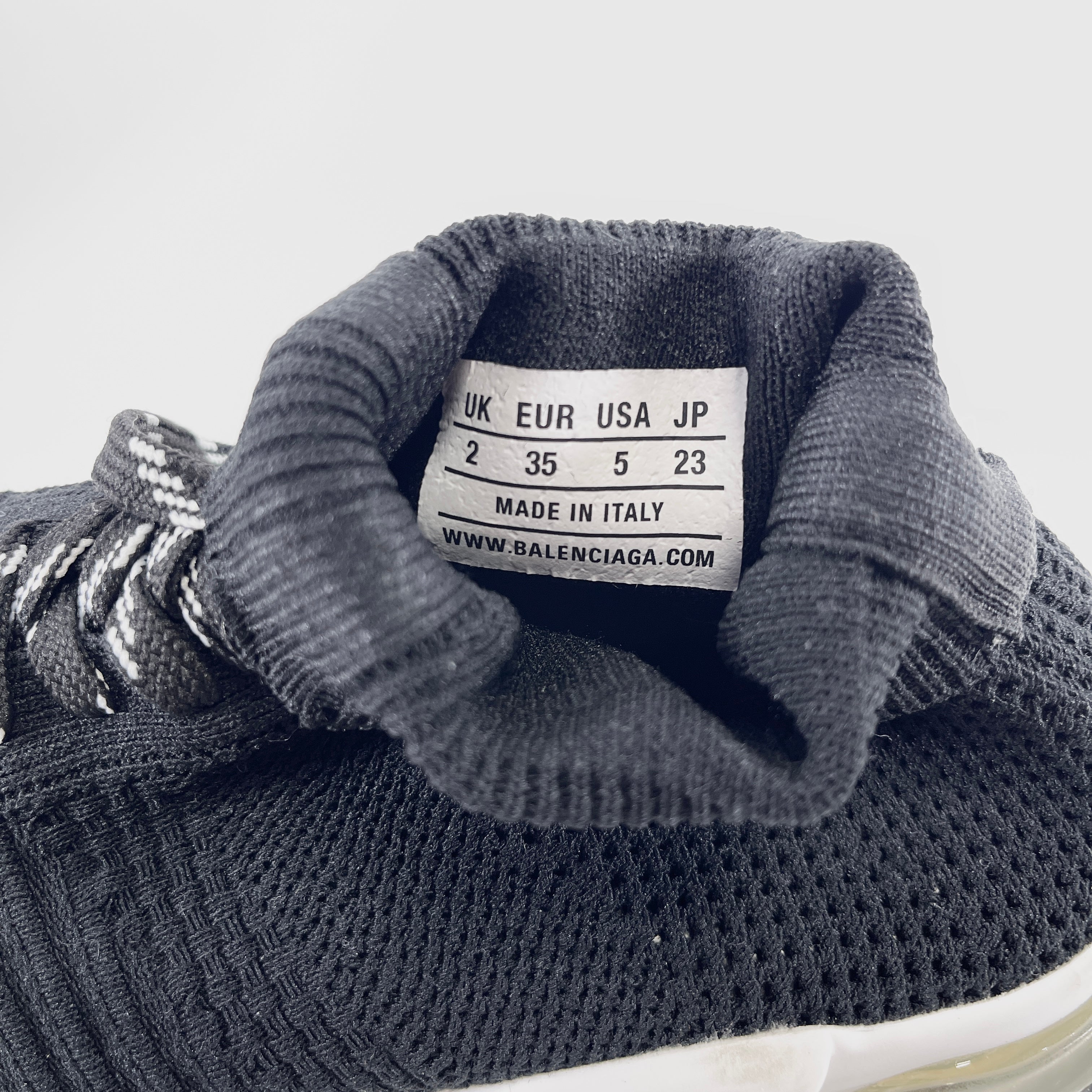 2602 secondhand BALENCIAGA knit sneakers Women's black race up (23cm)