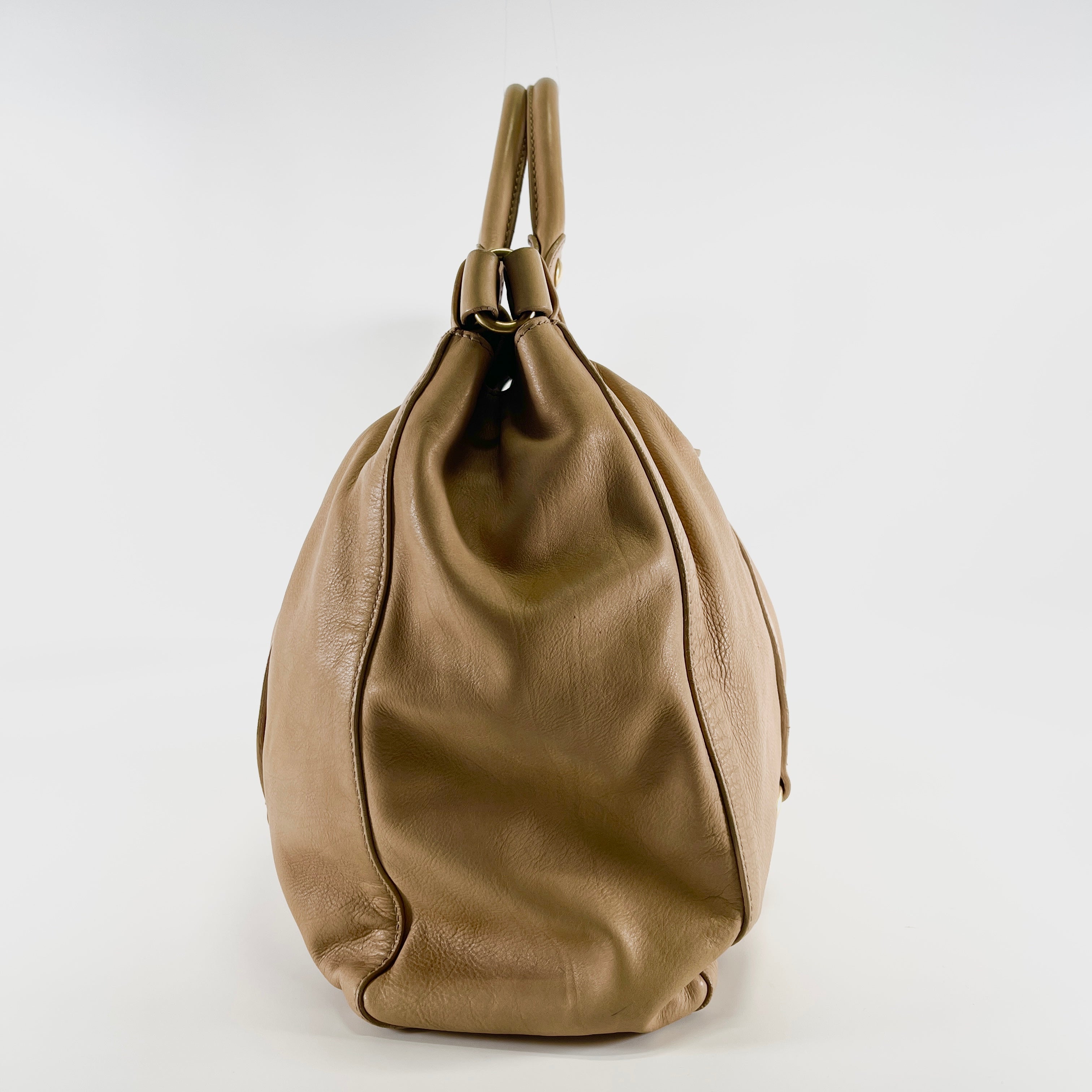 MIUMIU Vitello Lux Gathered Leather 2WAY Shoulder Bag