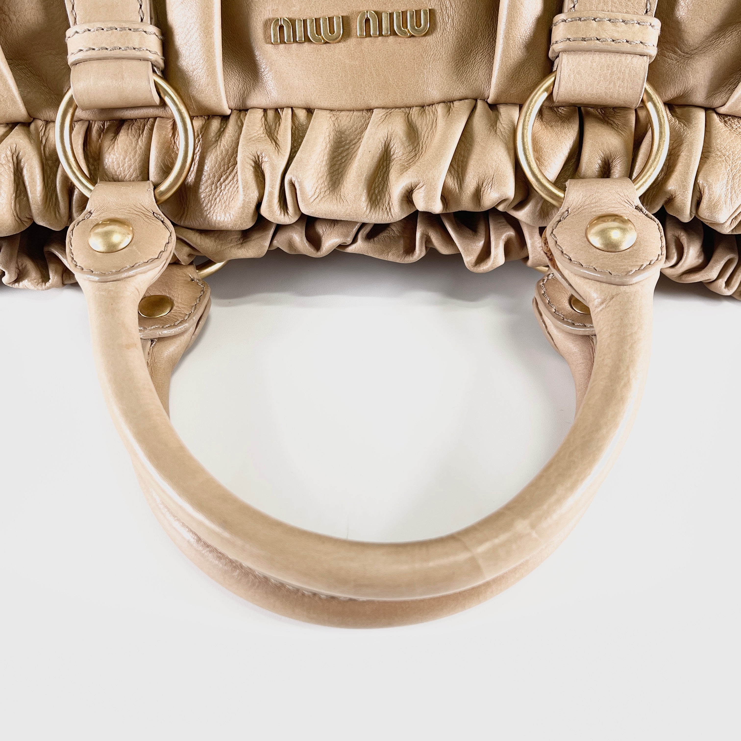 MIUMIU Vitello Lux Gathered Leather 2WAY Shoulder Bag