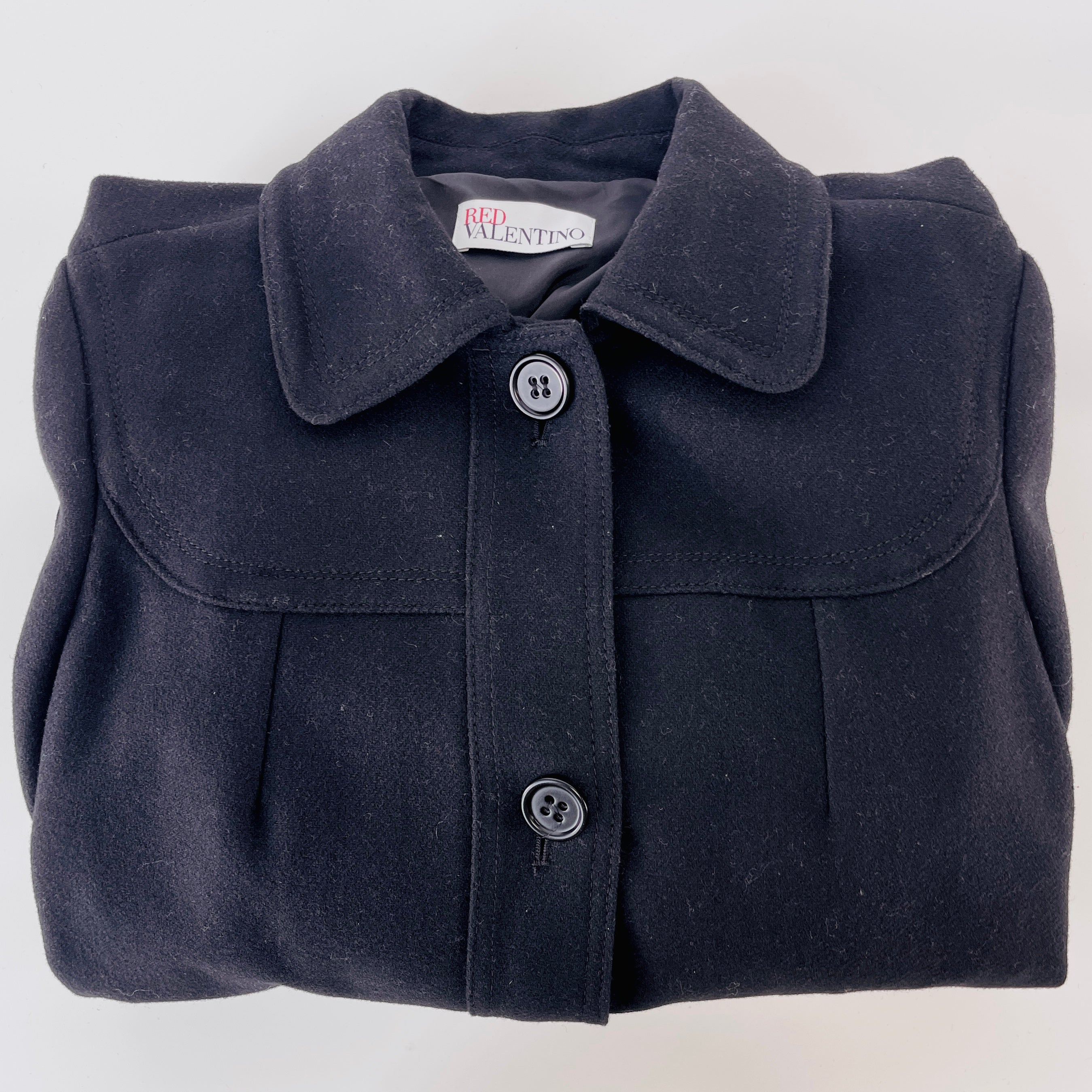 2606 secondhand VALENTINO coat TR3CAB5038S black pleats wool