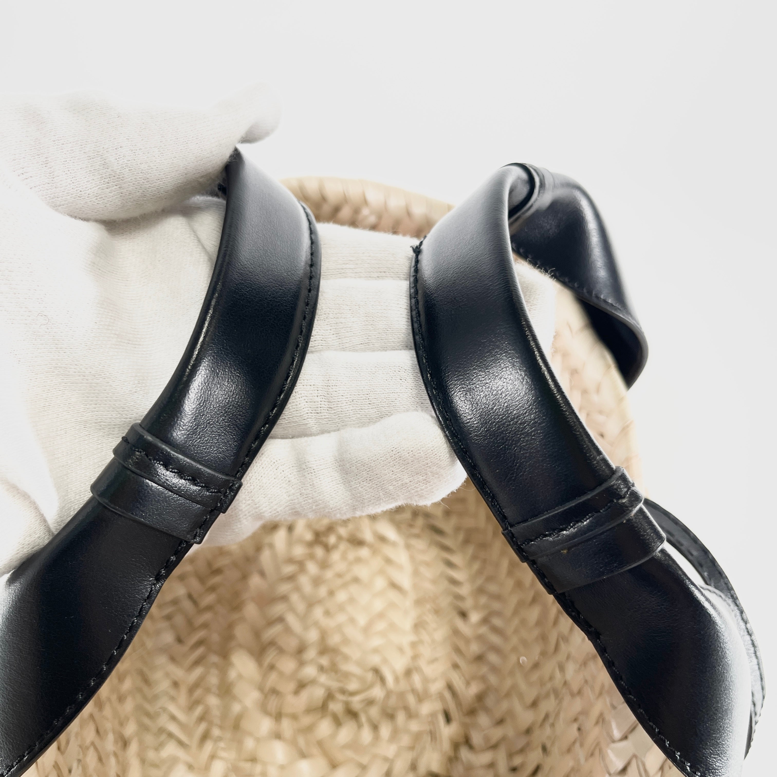2604 secondhand Chloe basket bag 2WAY straw black