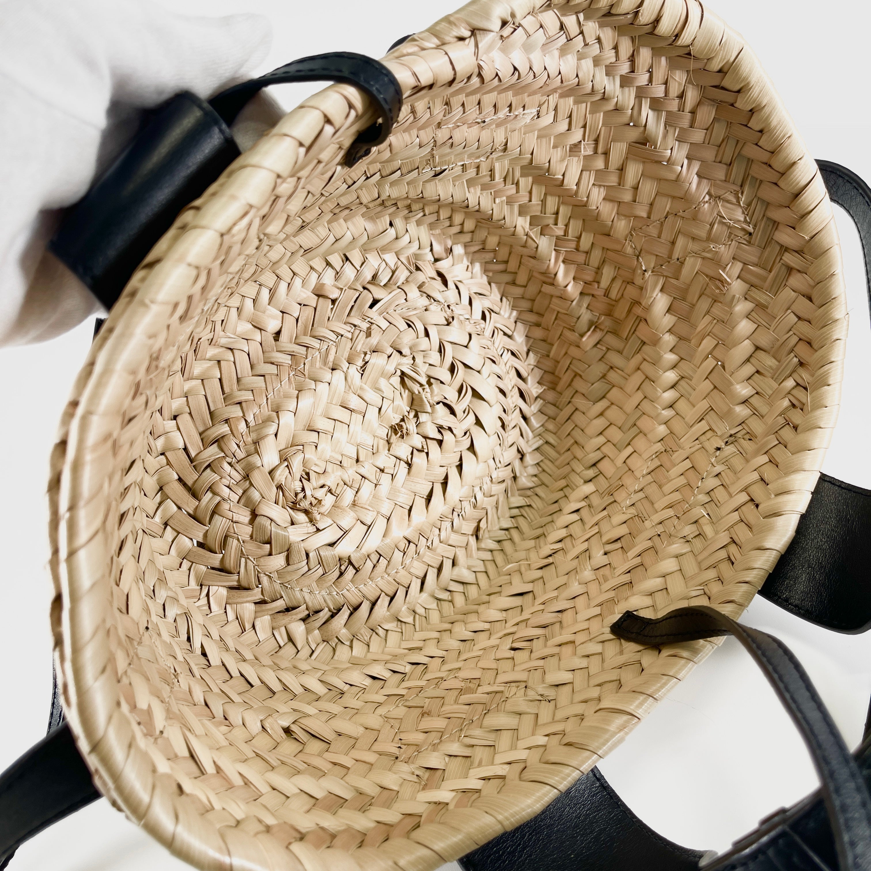 2604 secondhand Chloe basket bag 2WAY straw black