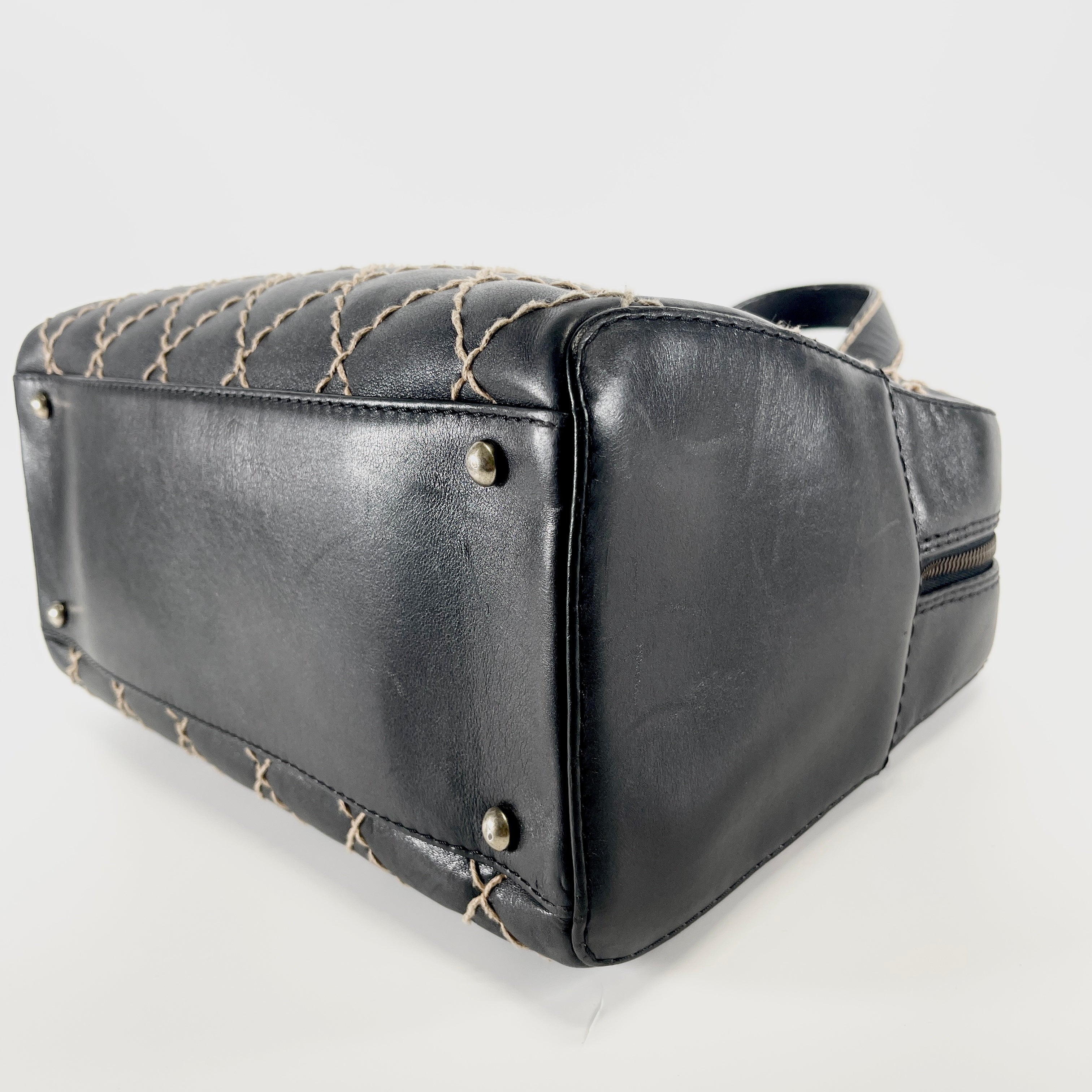 CHANEL Wild Stitch Surpique Bowler Bag