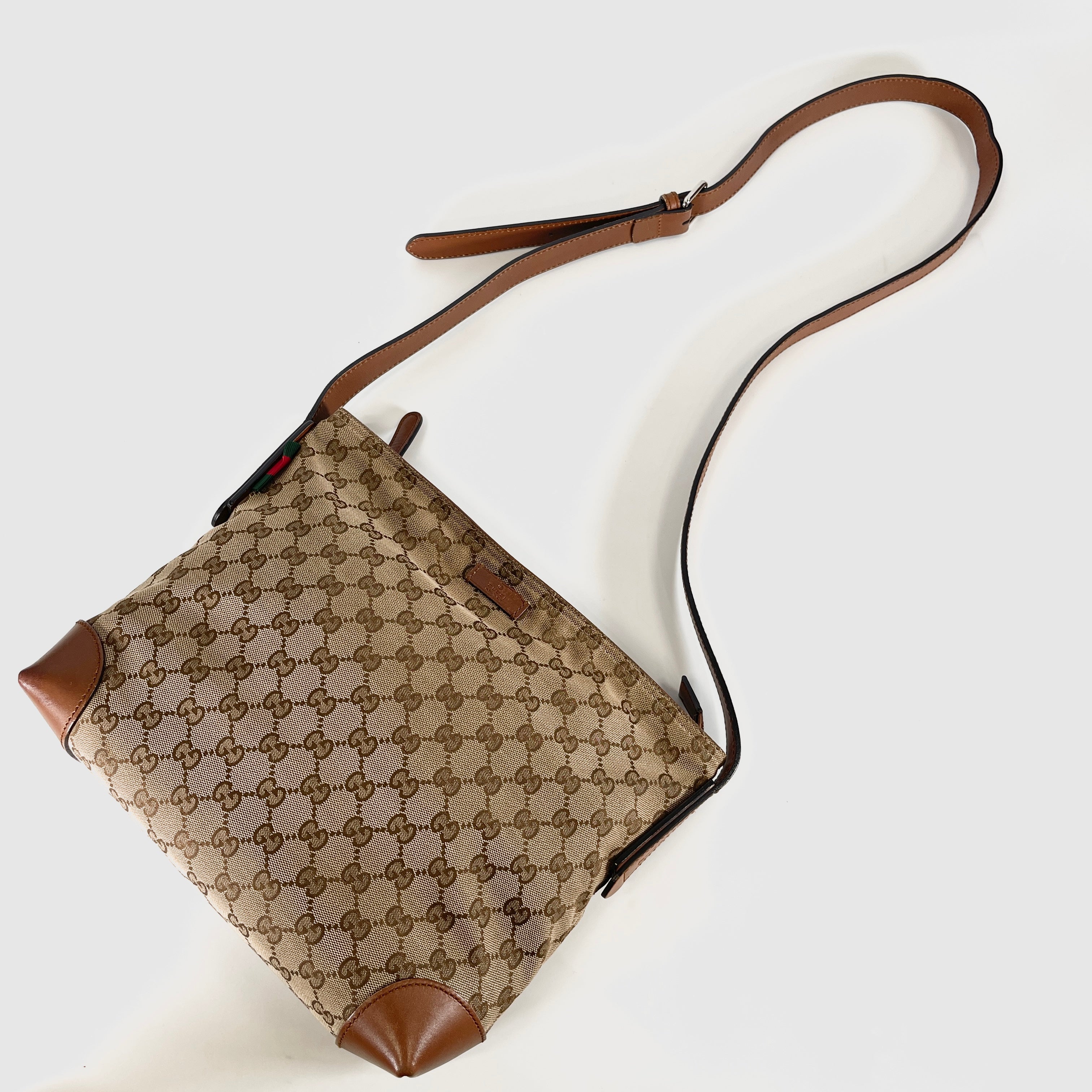 2605 secondhand GUCCI 337598■GG canvas Sherry line 337598 leather Shoulder bag shoulder bag / Crossbody Bag