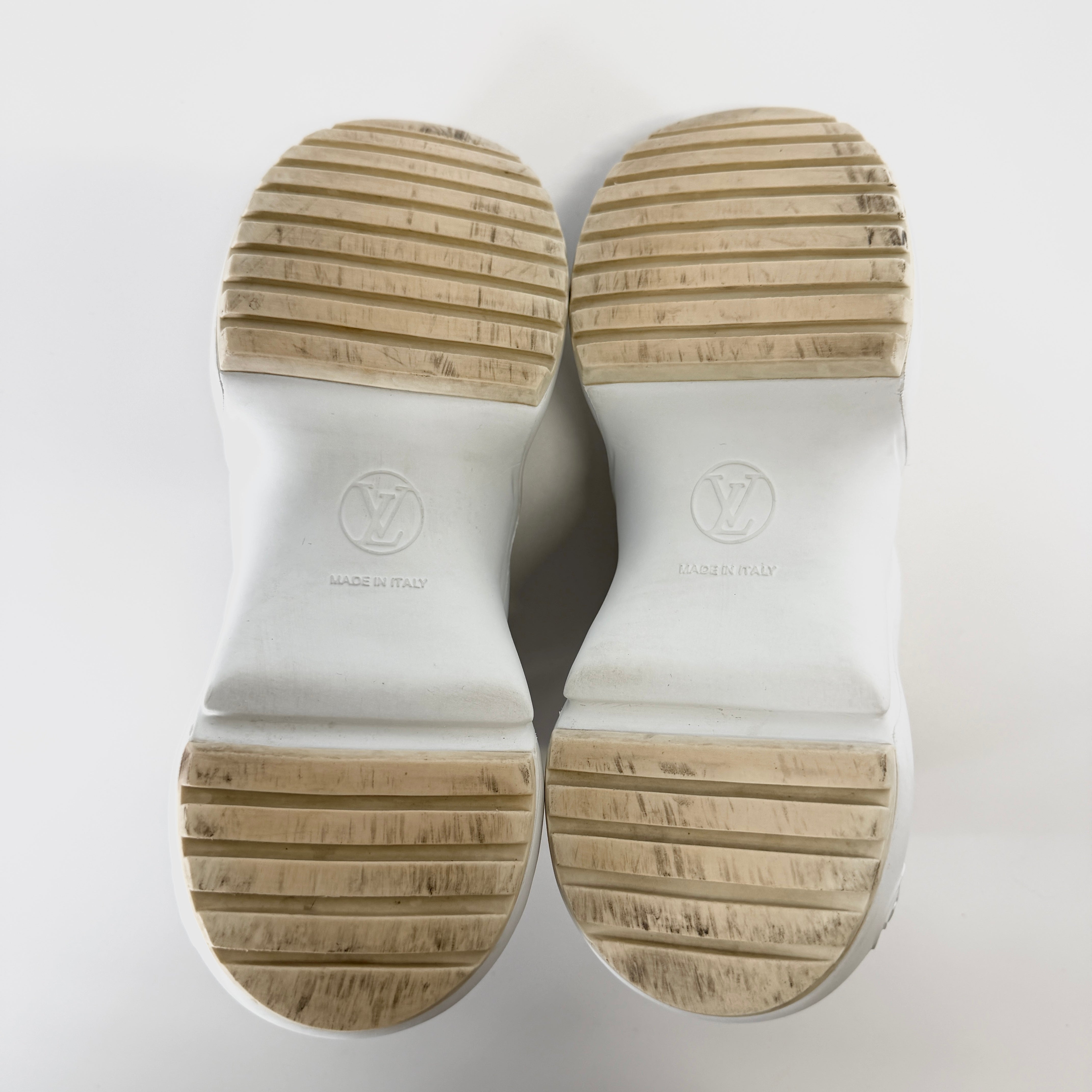 2607 secondhand LV Light line 21 year leather × fabric sneakers 36 Women's Brown white CL0211 Monogram mesh