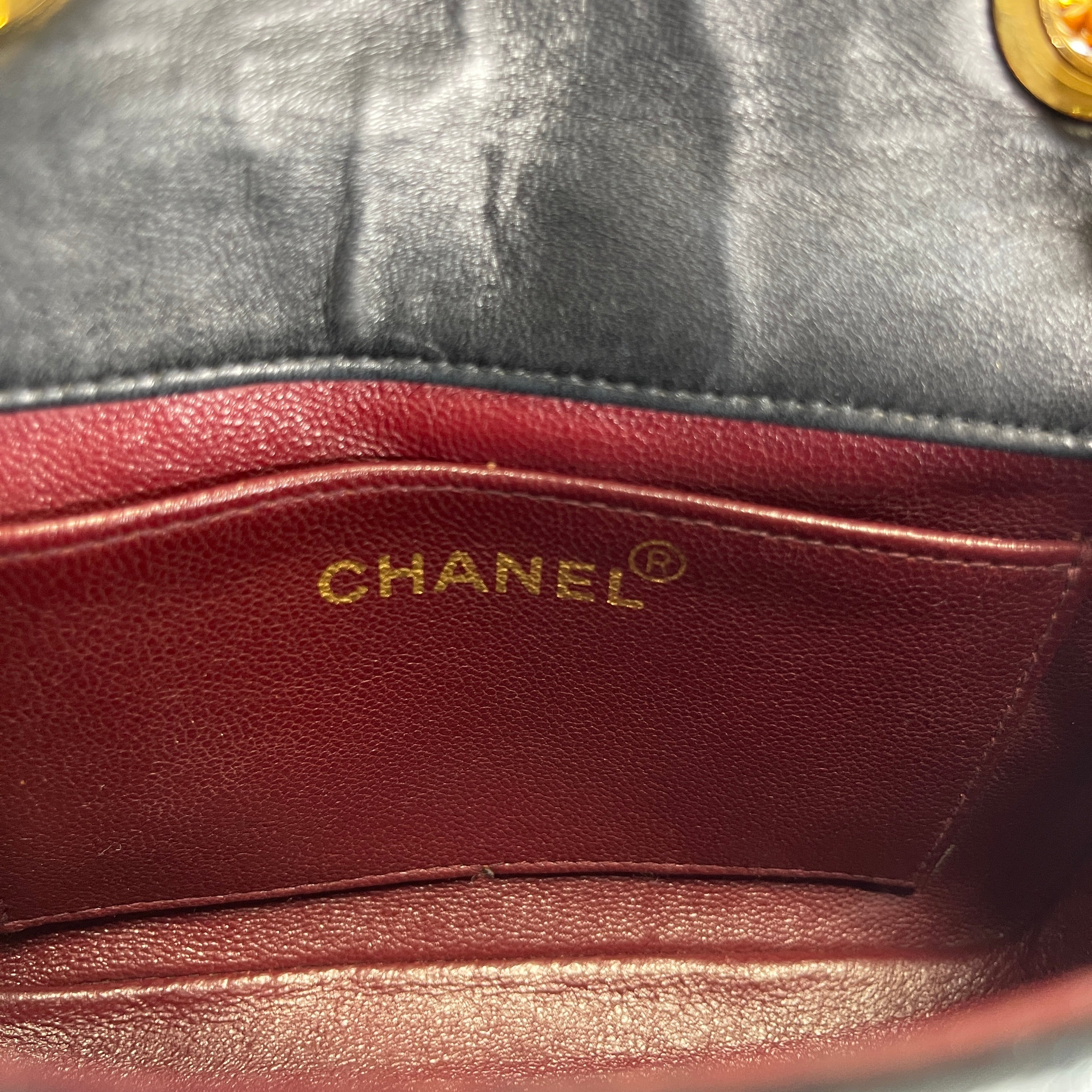 CHANEL Vintage Lambskin Matelasse Rope Chain Shoulder Bag