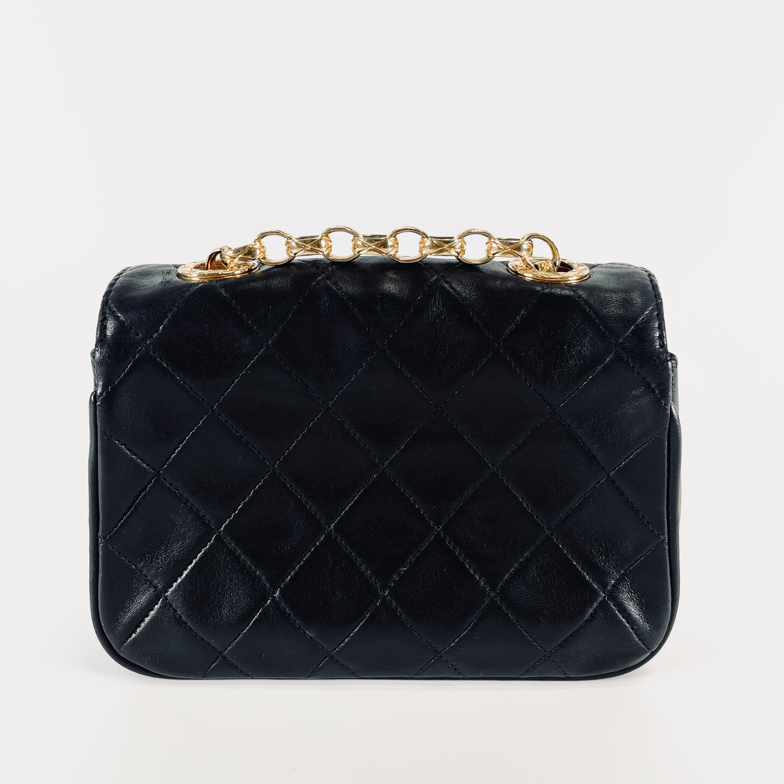 CHANEL Vintage Lambskin Matelasse Rope Chain Shoulder Bag