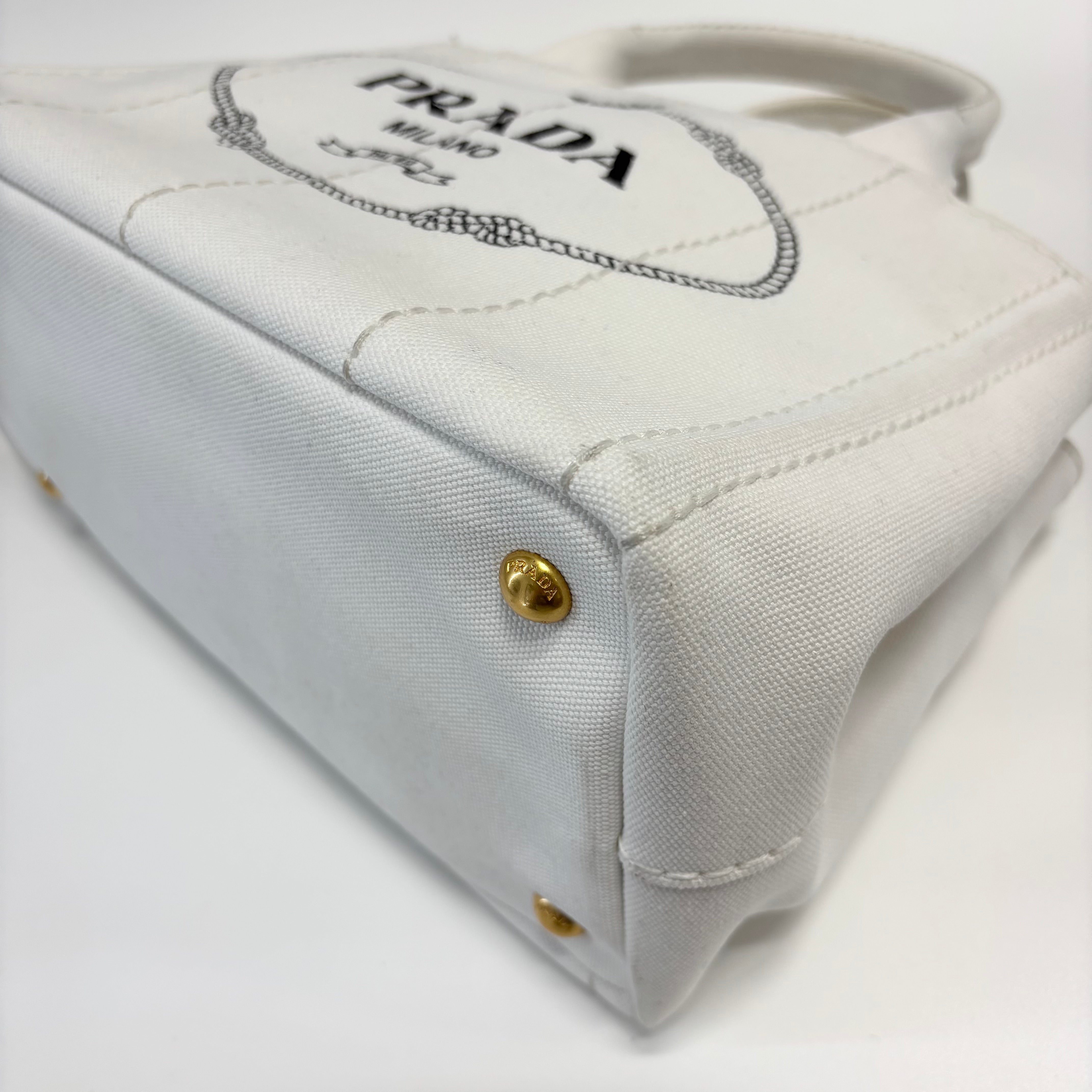 PRADA Canapa Medium Tote Bag Ivory