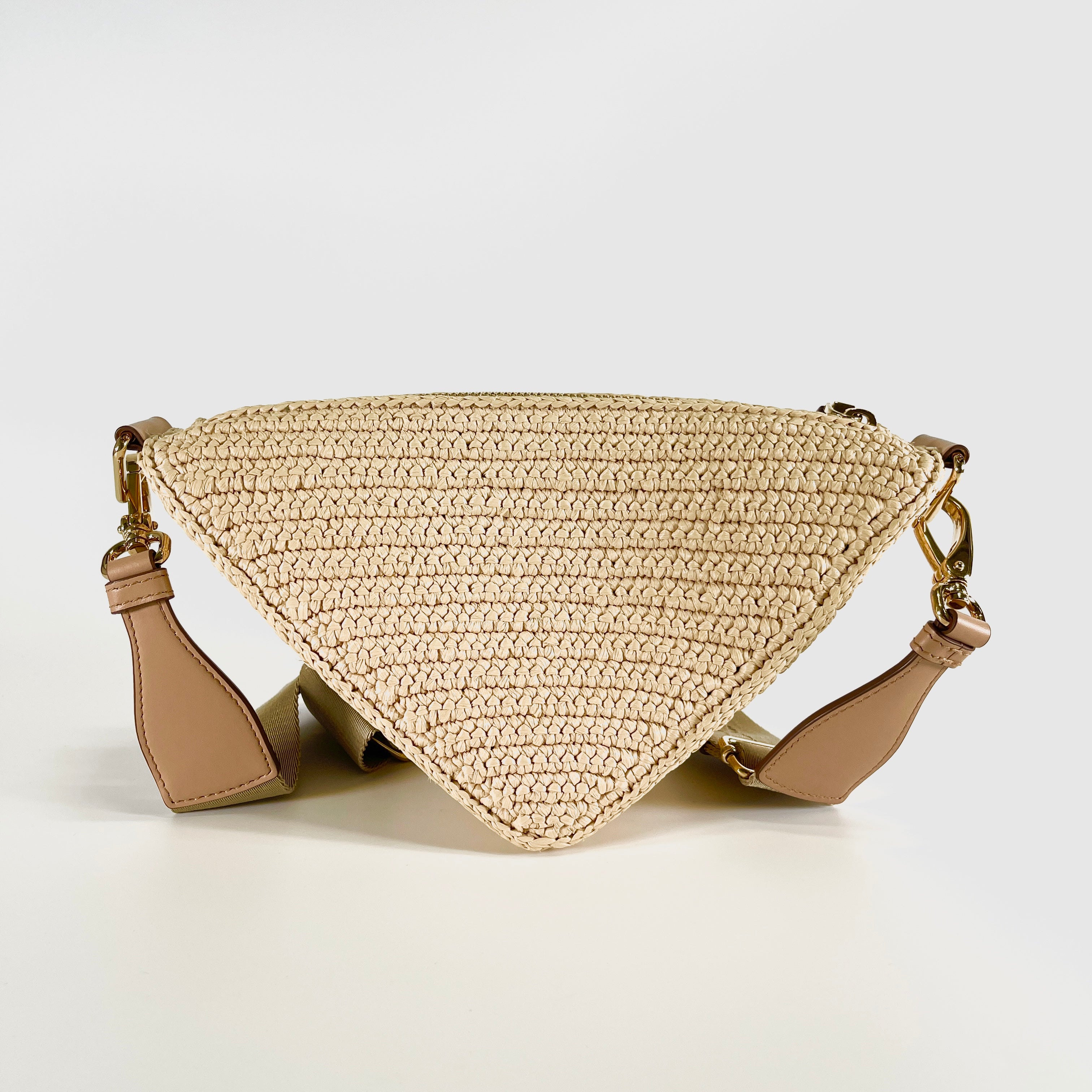 PRADA Triangle Raffia Pouch Bag