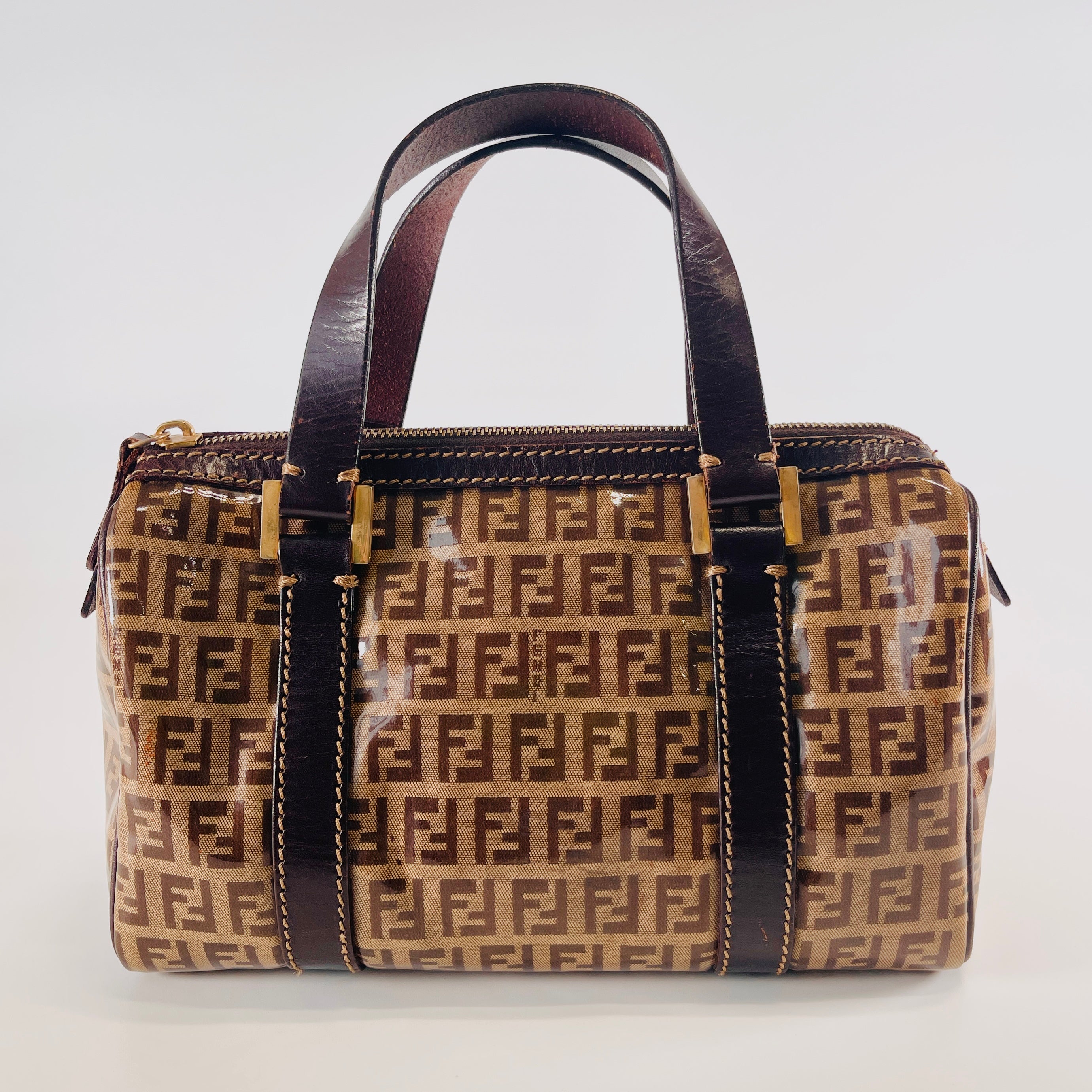 2605 secondhand FENDI Zucca mini Boston bag