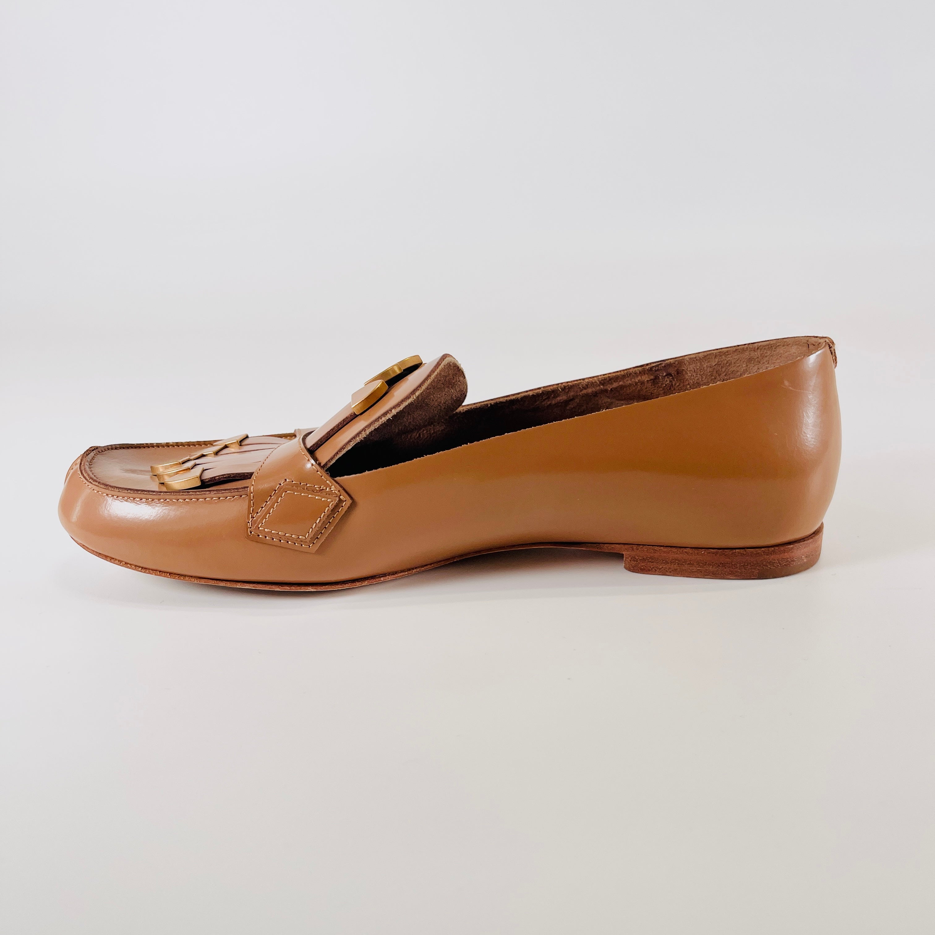 2607 secondhand Chloe leather Loafers 35 Women's beige tassel