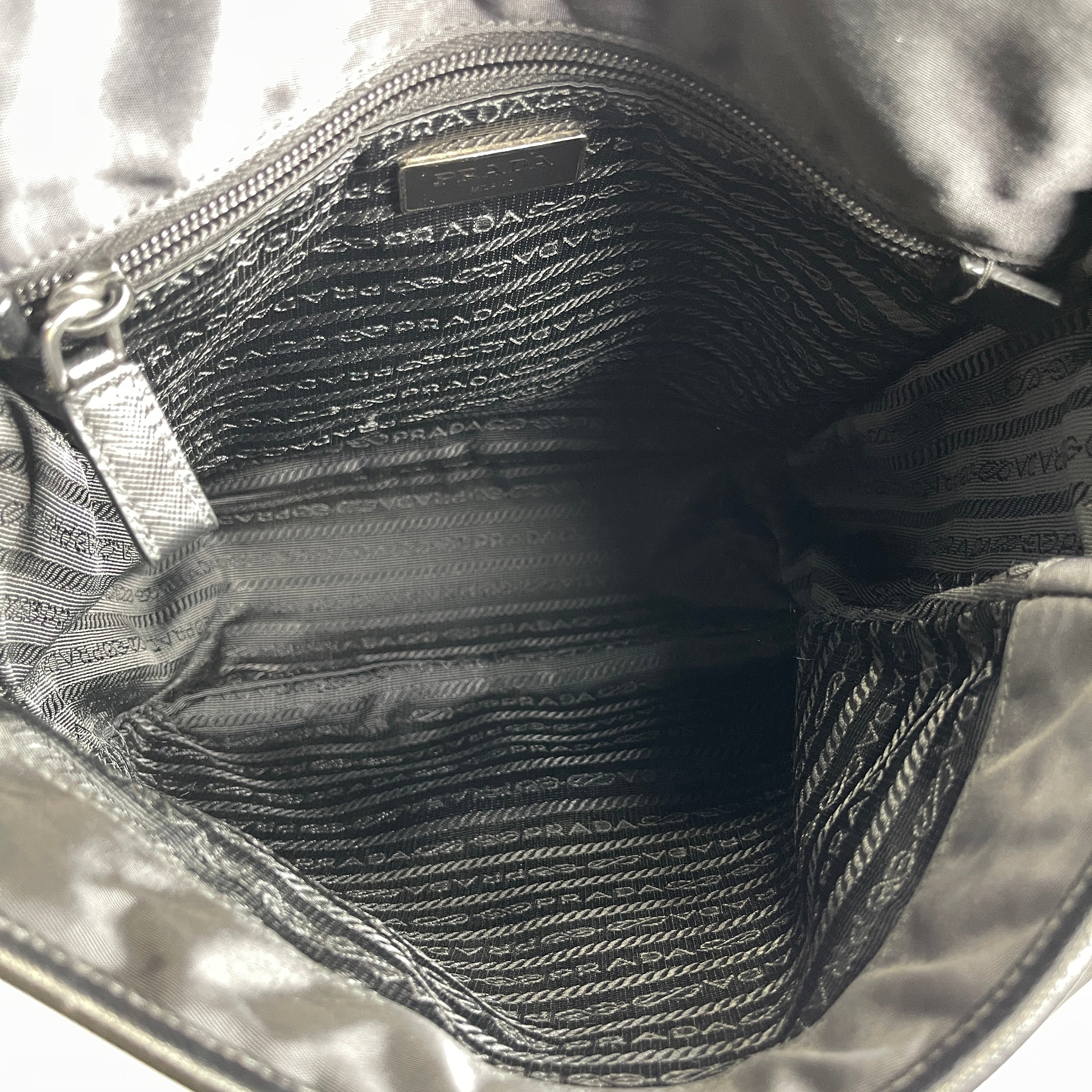 2604 secondhand PRADA brand bag nylon long Shoulder bag black