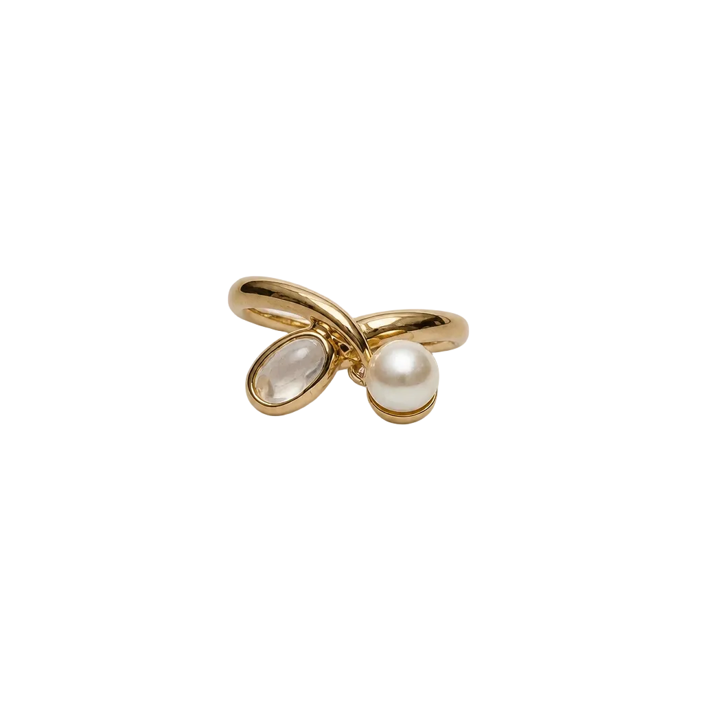 2607 secondhand ring 4℃ K18YG 10 Pearl () Stone Total 3.2g