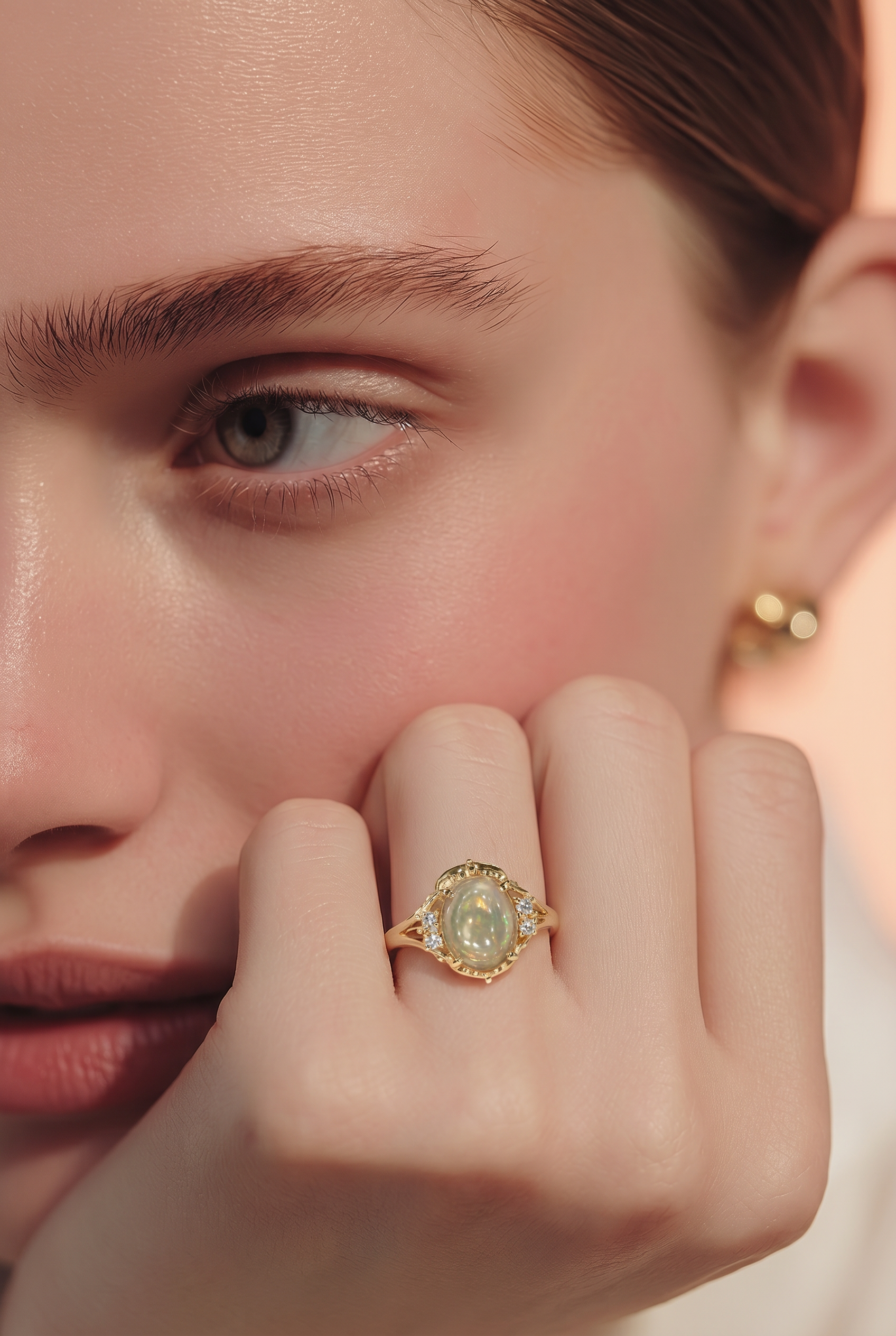 2606 secondhand K18 opal / Diamond 4.45g