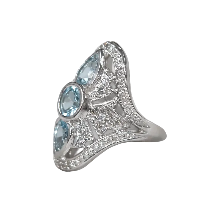 2606 secondhand K14WG Aquamarine / Diamond 6.78g