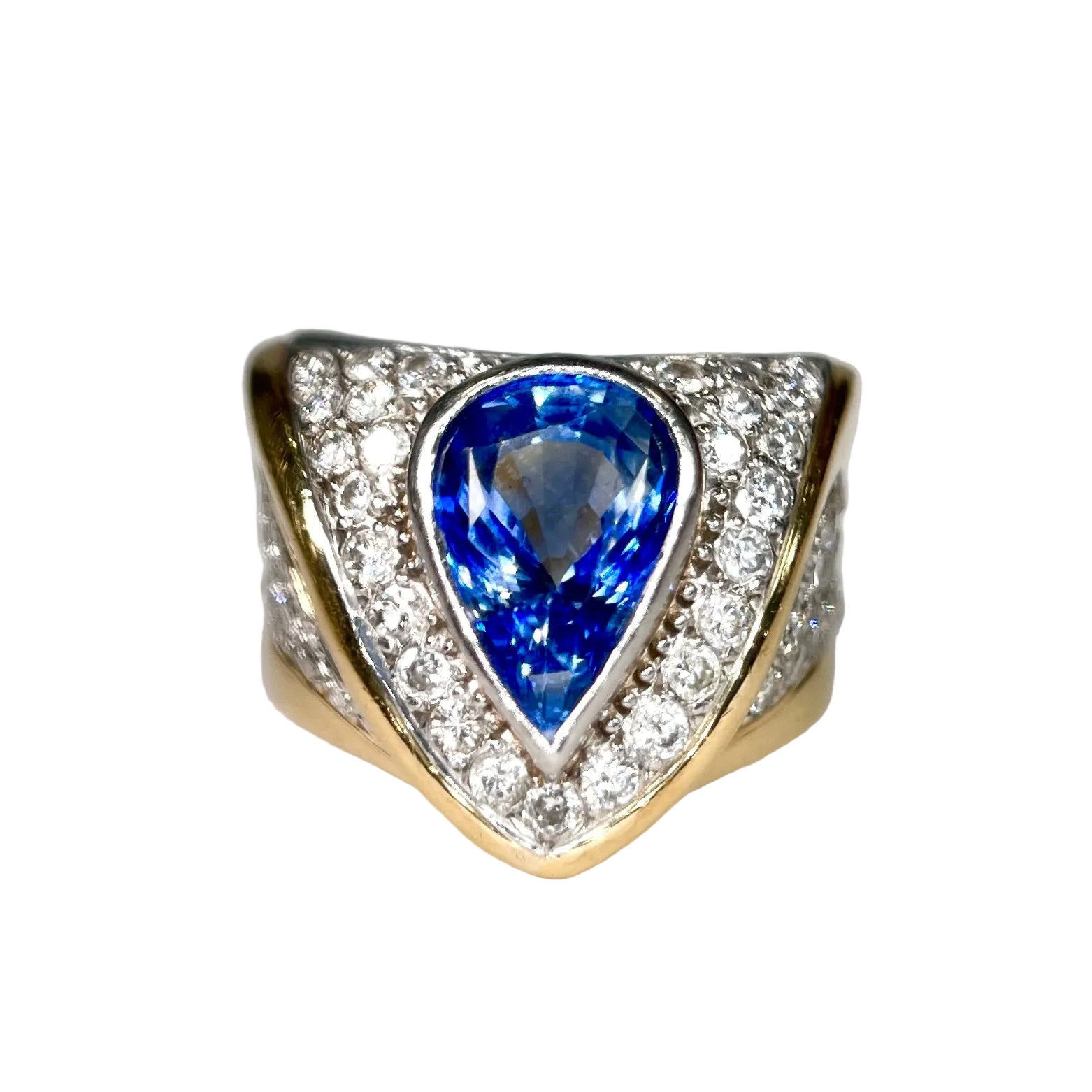 2601 Pt900/K18 Ring S3.10ct/D1.35ct 18.8g #15