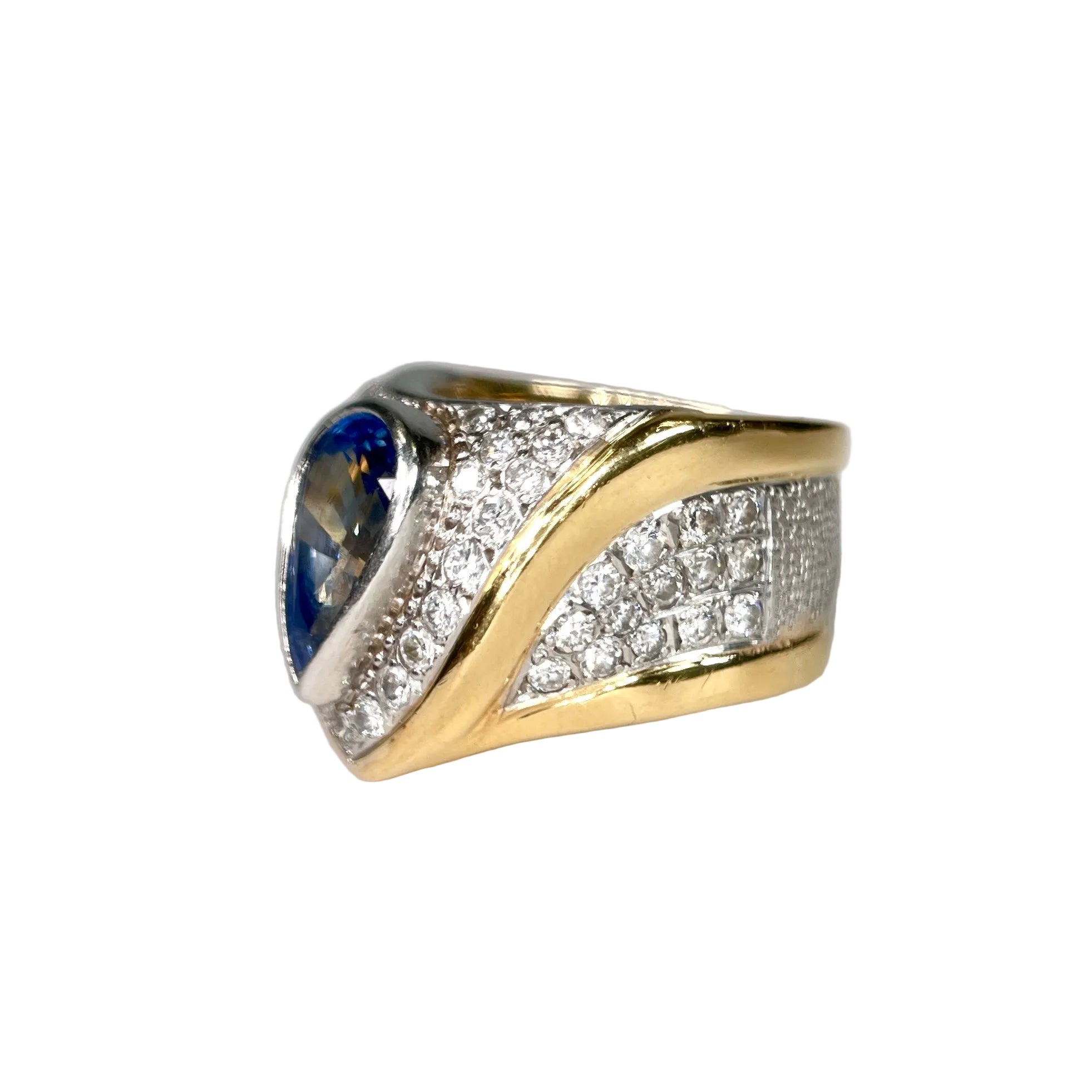 2601 Pt900/K18 Ring S3.10ct/D1.35ct 18.8g #15