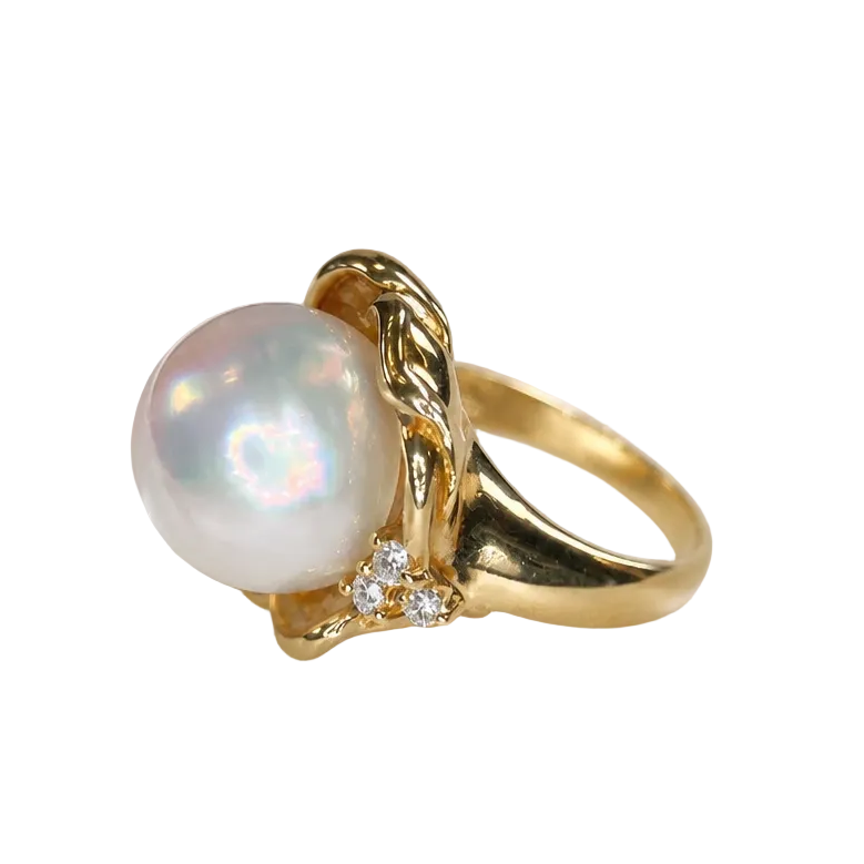2602 secondhand ring K18 Pearl ct: ct:0.14 g:10.5 12mm