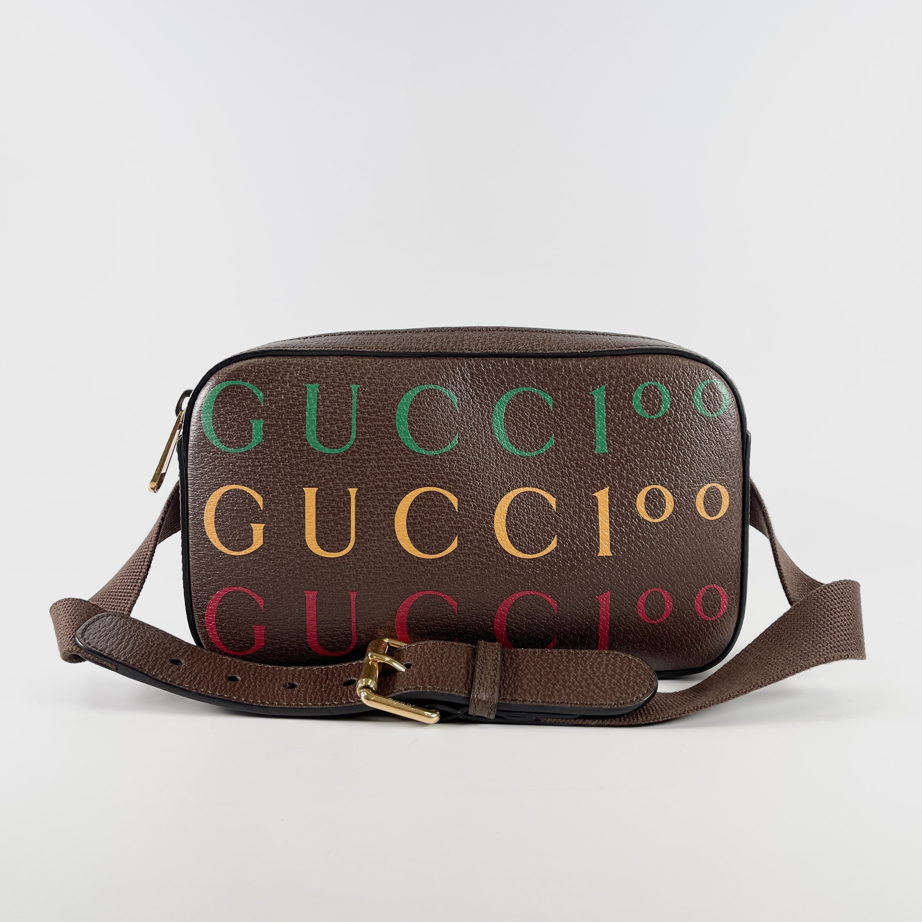 2602 secondhand GUCCI 100 year Belt Bag 602695 leather Brown A