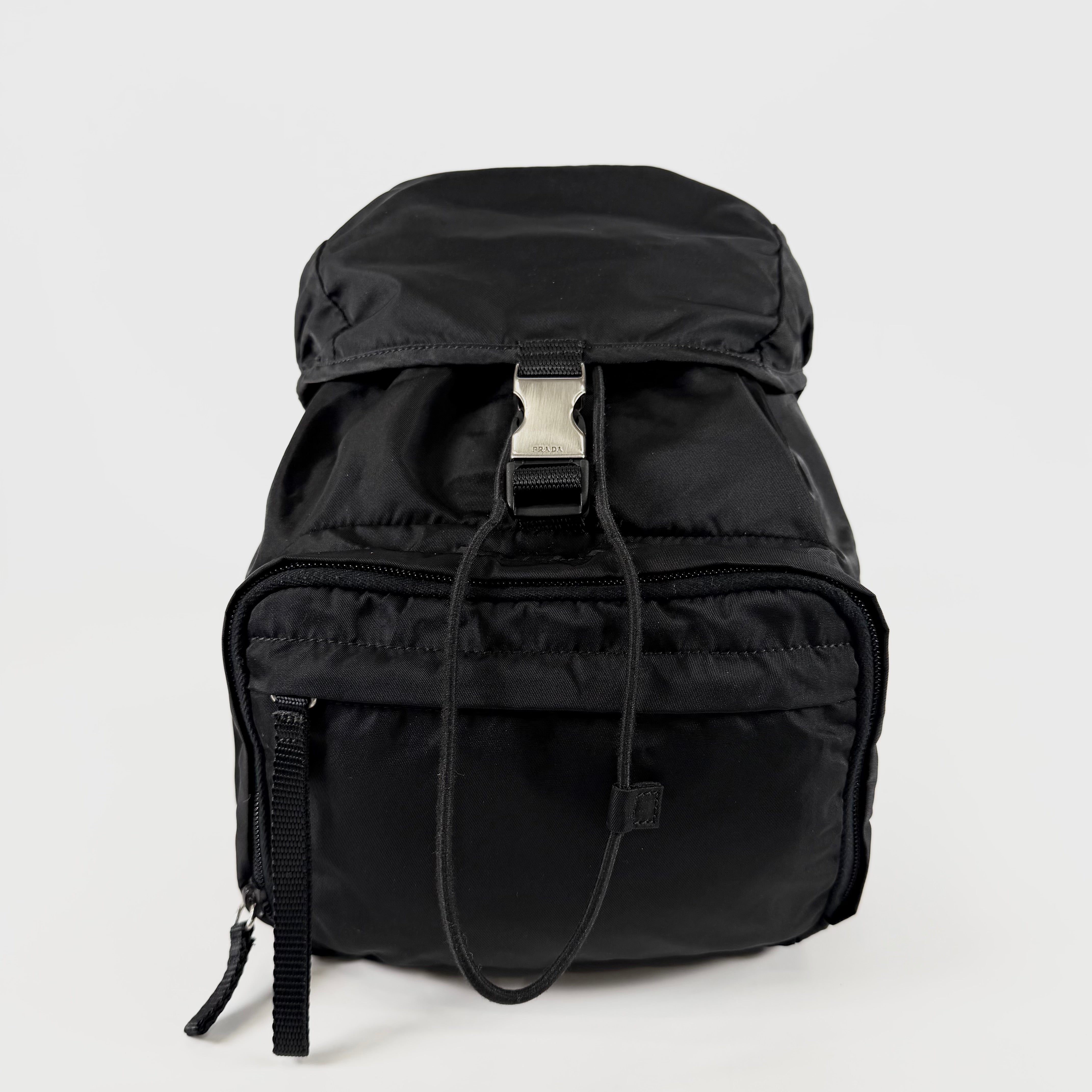 2608 secondhand PRADA backpack nylon black Guarantee B