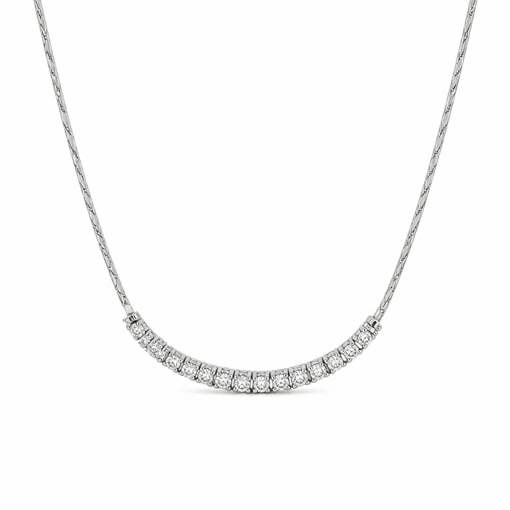 2605 secondhand K18WG necklace D1.30ct 13.3g 43㎝
